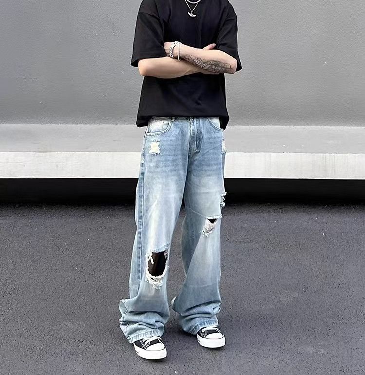 Japanese Brand × Vintage Hip Hop Street Vintage Washed Loose Ripped Jeans Size US 32 / EU 48 - 3 Thumbnail