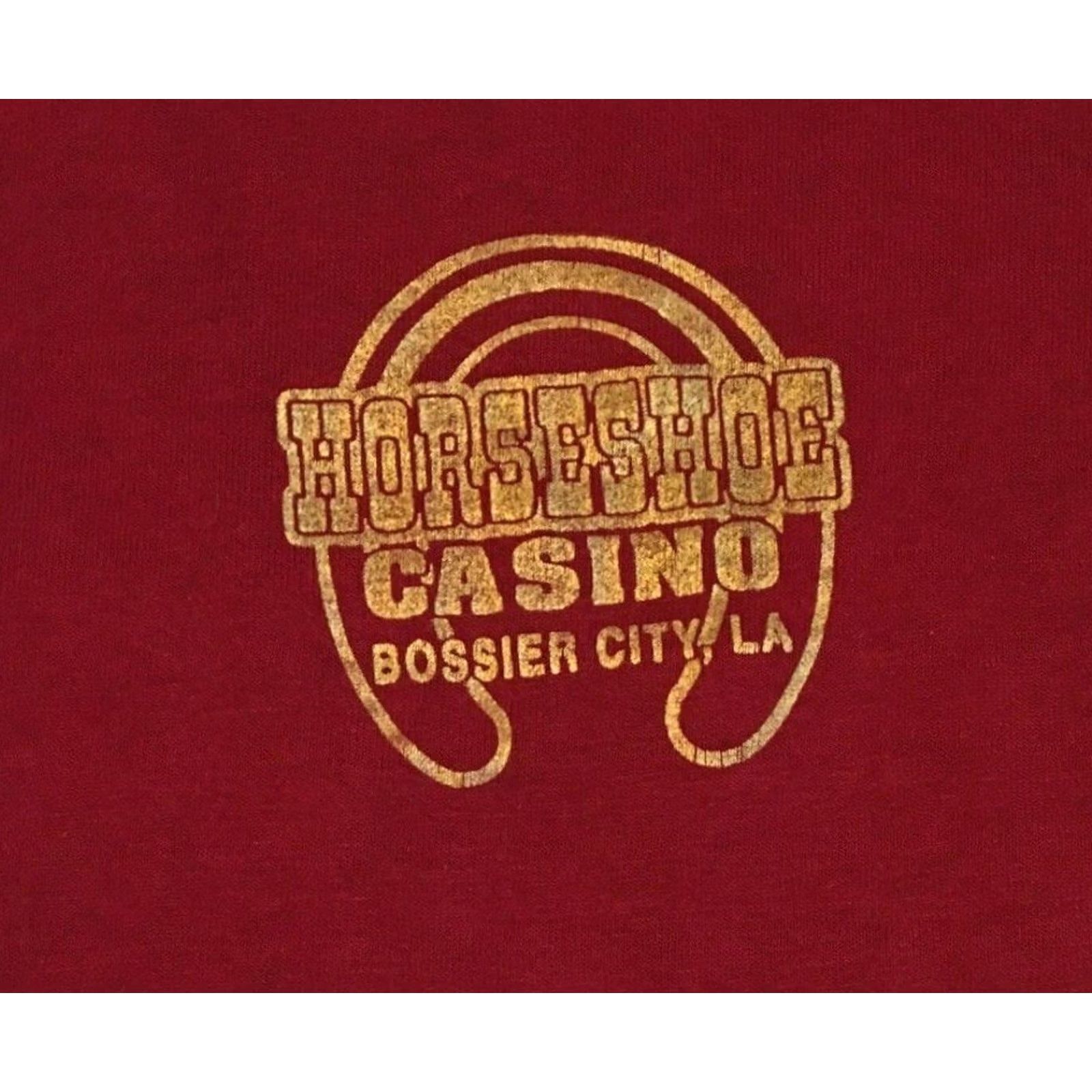 Vintage VINTAGE Horseshoe Casino Shirt XL Red Men T-Shirt 80s Bossier Louisiana Grunge Cowboy Beach Sun Palm Trees Racing Skull Aztec USA 90s Size US XL / EU 56 / 4 - 4 Thumbnail