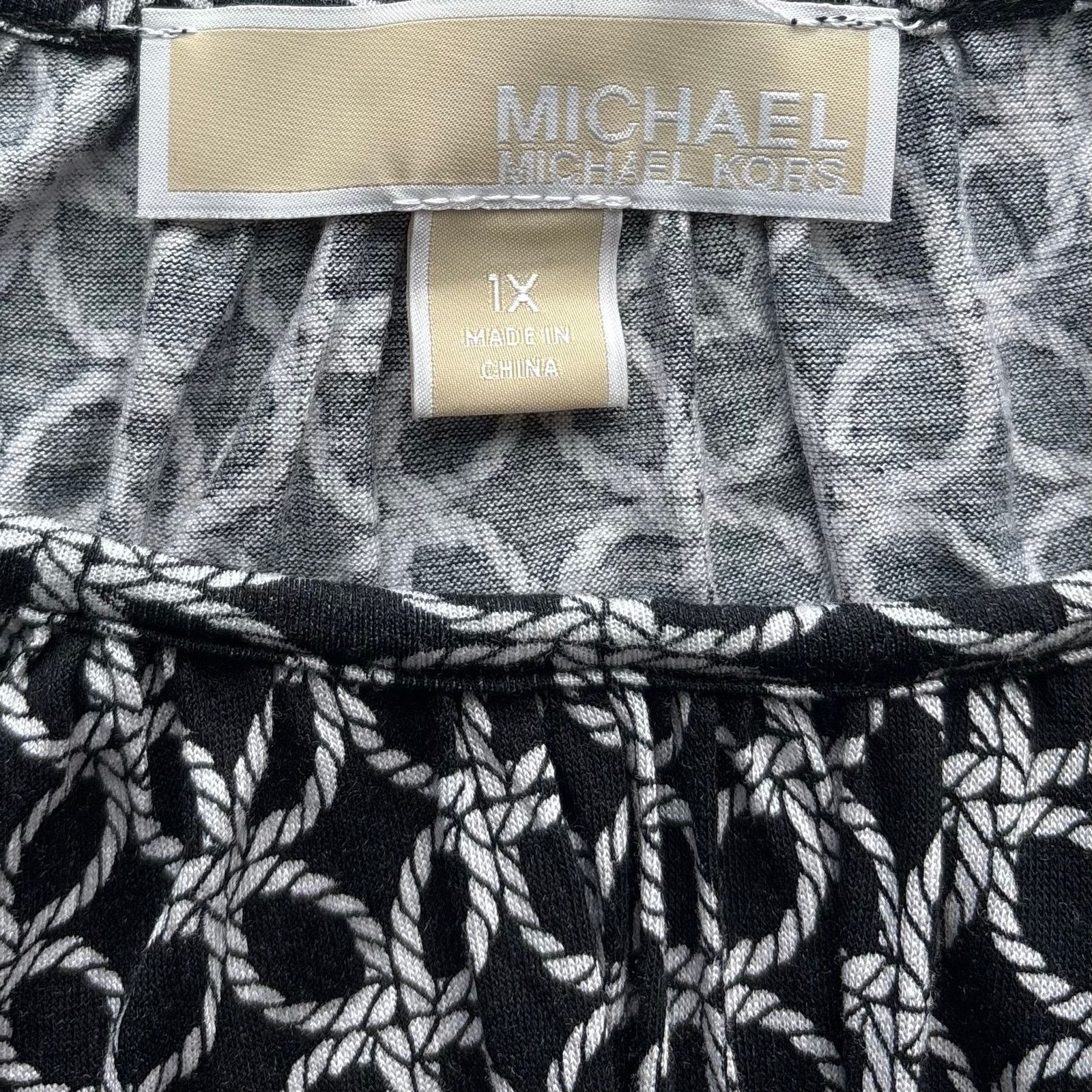 Michael Kors MICHAEL Michael Kors Black Blouse White Rope Design Size 1X Size XXL / US 16-18 / IT 52-54 - 5 Thumbnail