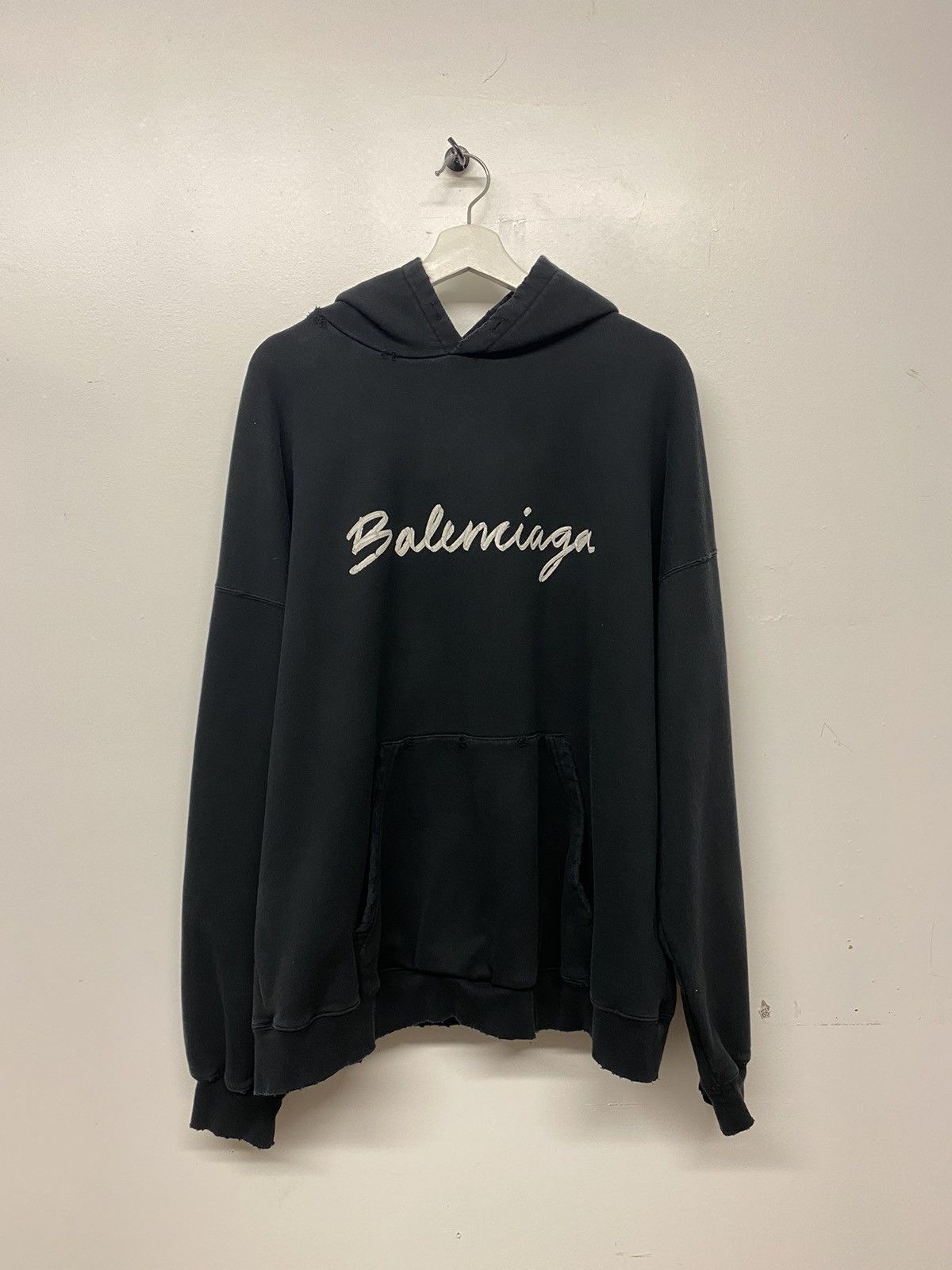 Balenciaga Balenciaga Script Logo Hoodie Black | Grailed