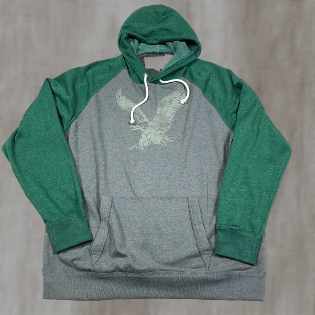 American Eagle Outfitters VINTAGE American Eagle Outfitters Hoodie Mens 2XL Green Gray Raglan Bird Logo Embroidered Hooded Sweatshirt Pullover Contemporary Casual Size US XXL / EU 58 / 5 - 1 Thumbnail