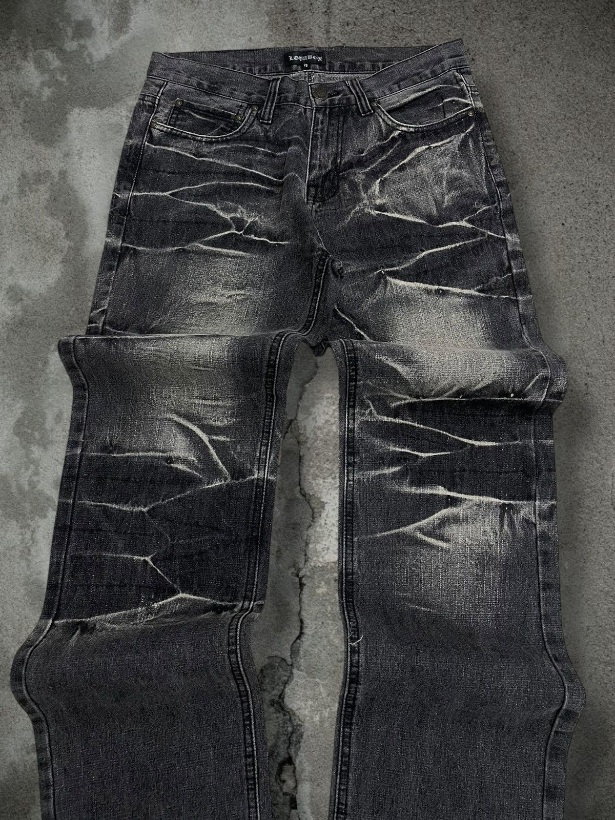 LOWBOX Vintage Og 1990s Japan Designer Lowbox Tribal Spiral Denim Size US 29 - 6 Thumbnail