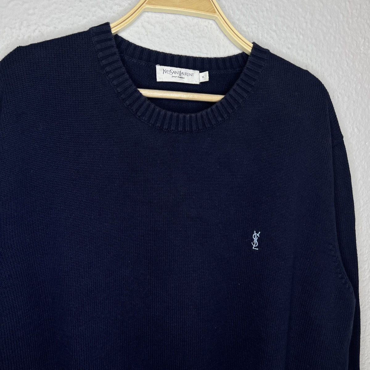 Yves Saint Laurent Yves Saint Laurent YSL Jumper Sweater Knitwear Navy Size US XL / EU 56 / 4 - 4 Thumbnail