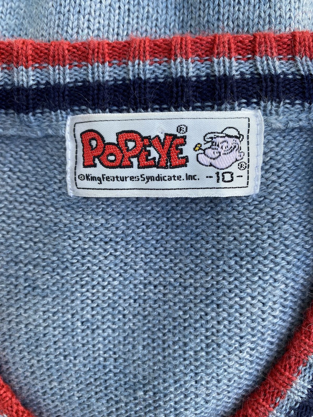 Designer × Vintage POPEYE Gray V-Neck Sweater Size L / US 10 / IT 46 - 3 Thumbnail