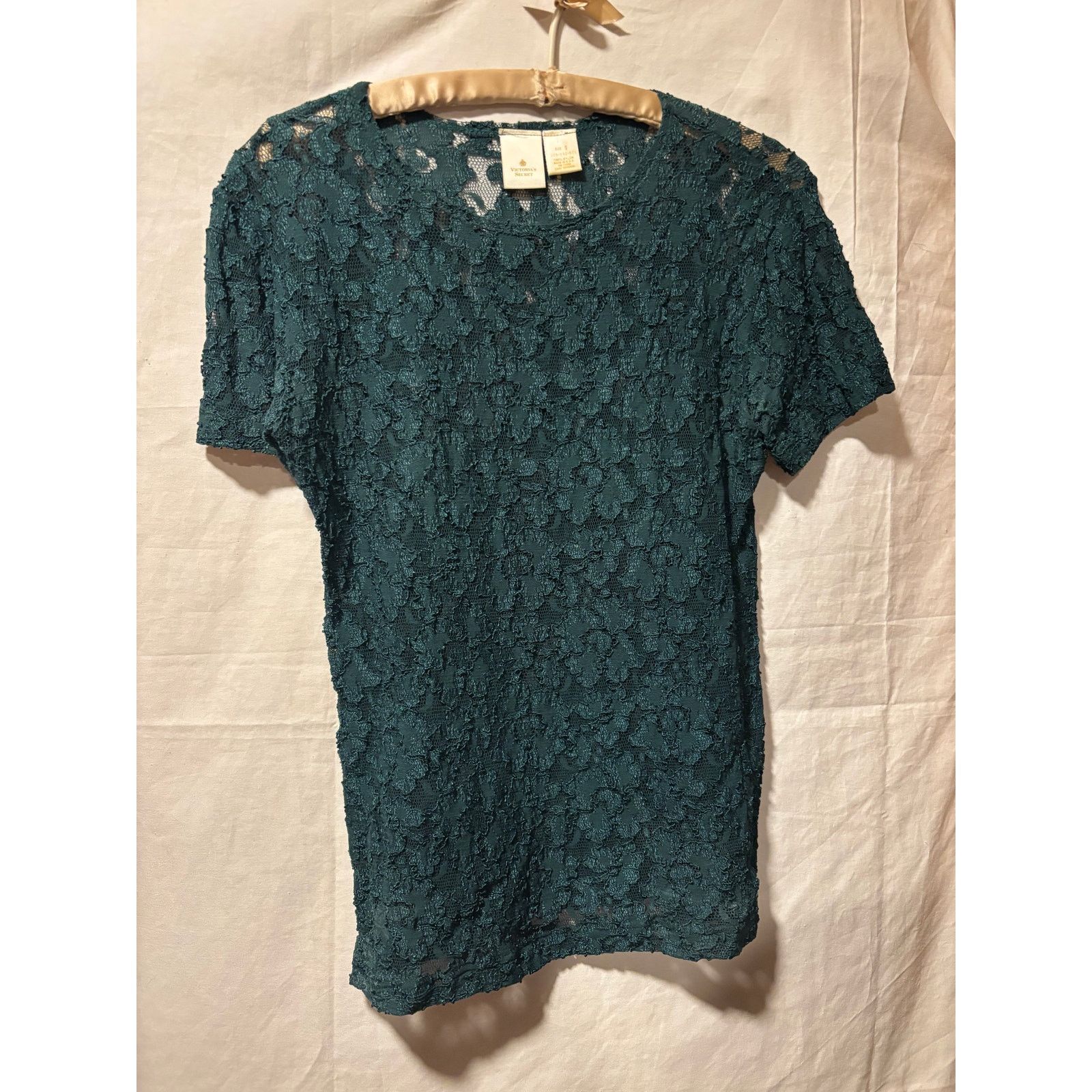 Victoria's Secret Victoria's Secret Vintage Dark Forest Green Stretch Lace Top Size S / US 4 / IT 40 - 2 Thumbnail