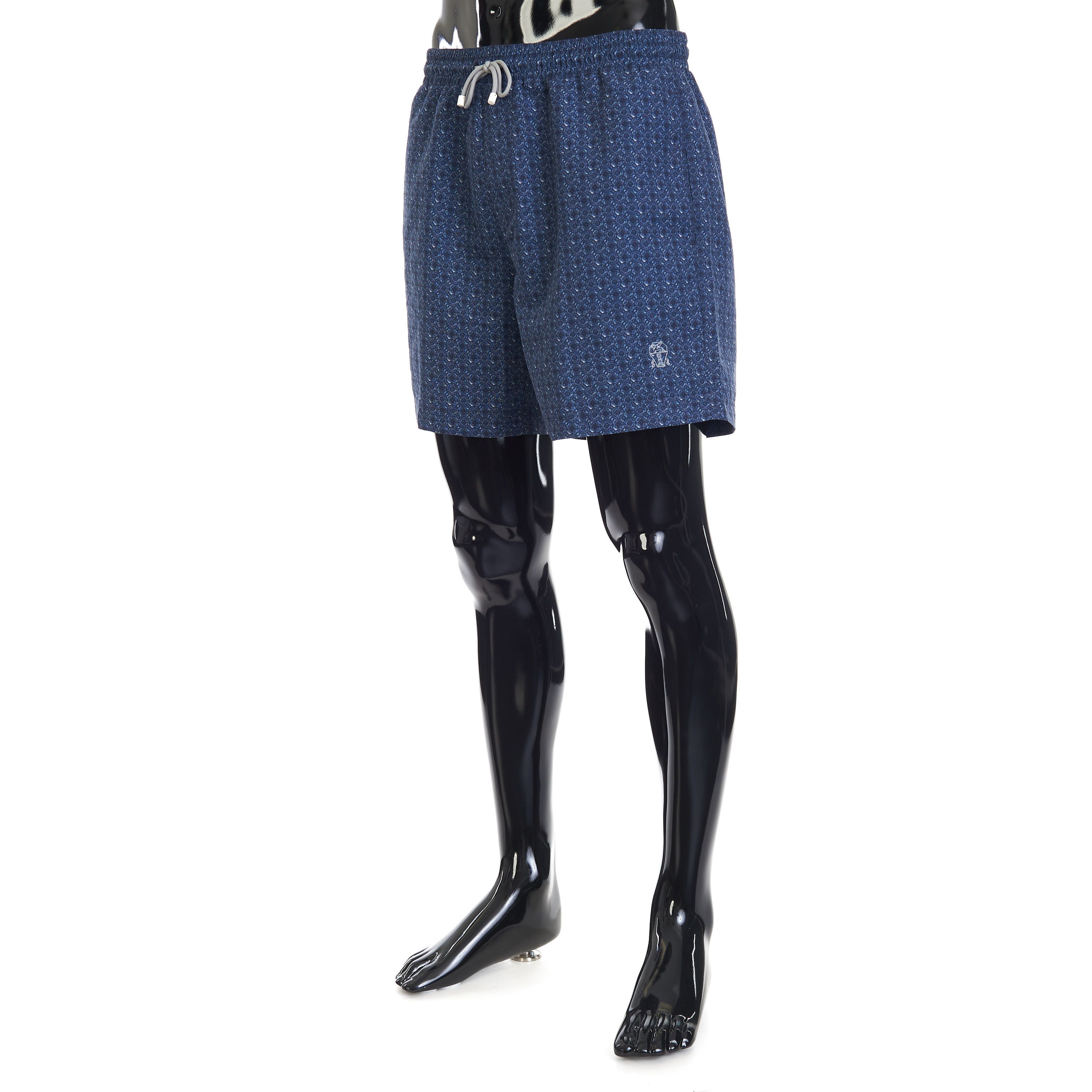 Brunello Cucinelli Microfiber Swim Shorts - Geometric Print, Dark Blue Size US 30 / EU 46 - 2 Thumbnail