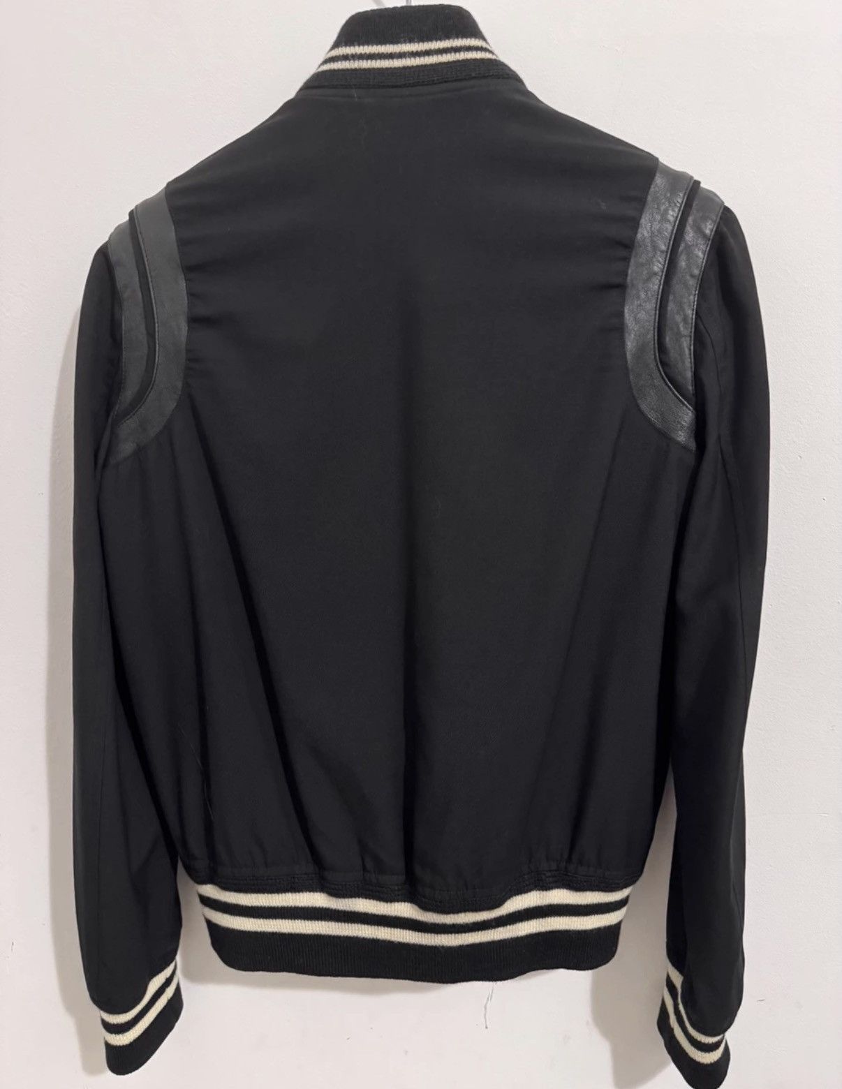 Saint Laurent Paris Saint Laurent "Black Knight" Leather-Paneled Varsity Jacket Size US S / EU 44-46 / 1 - 2 Thumbnail