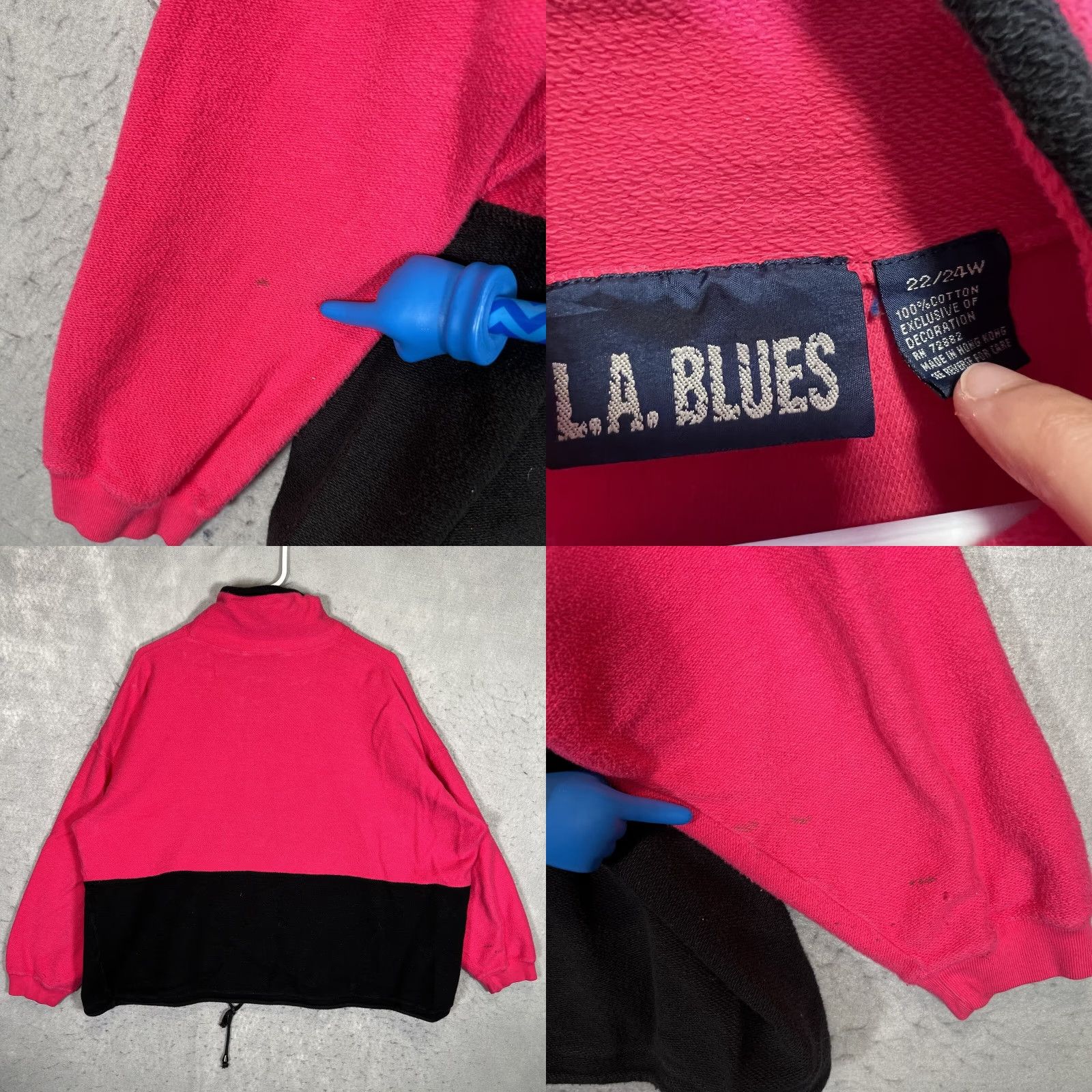 Vintage VINTAGE A1 90s LA Blues 1/4 Zip Sweatshirt Womens 22/24W Black Pink Activewear Shirt Size 4XL / US 24-26 - 8 Thumbnail