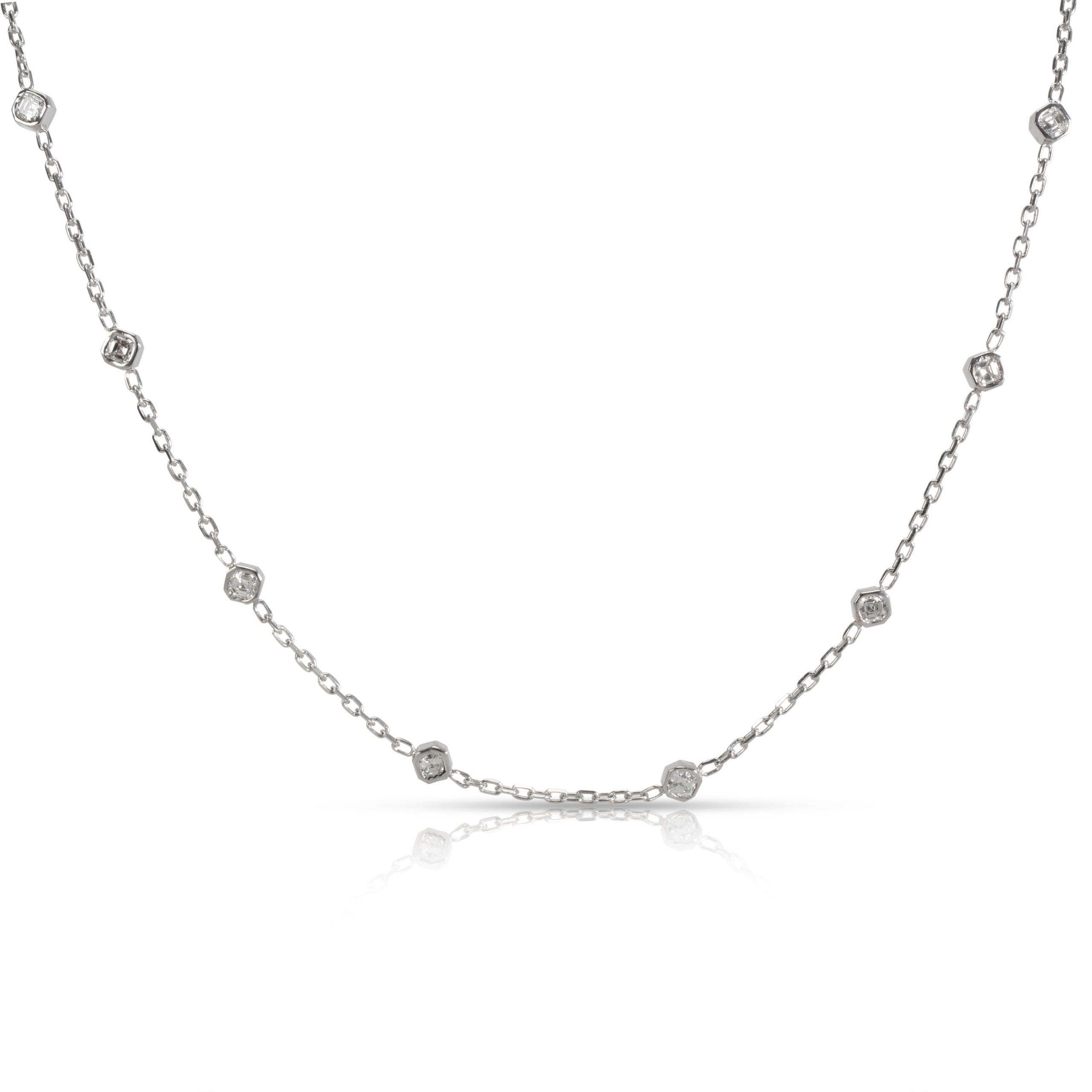 image of Cartier Asscher Diamond Station Necklace In 18K White Gold 1.00 Ctw, Women's