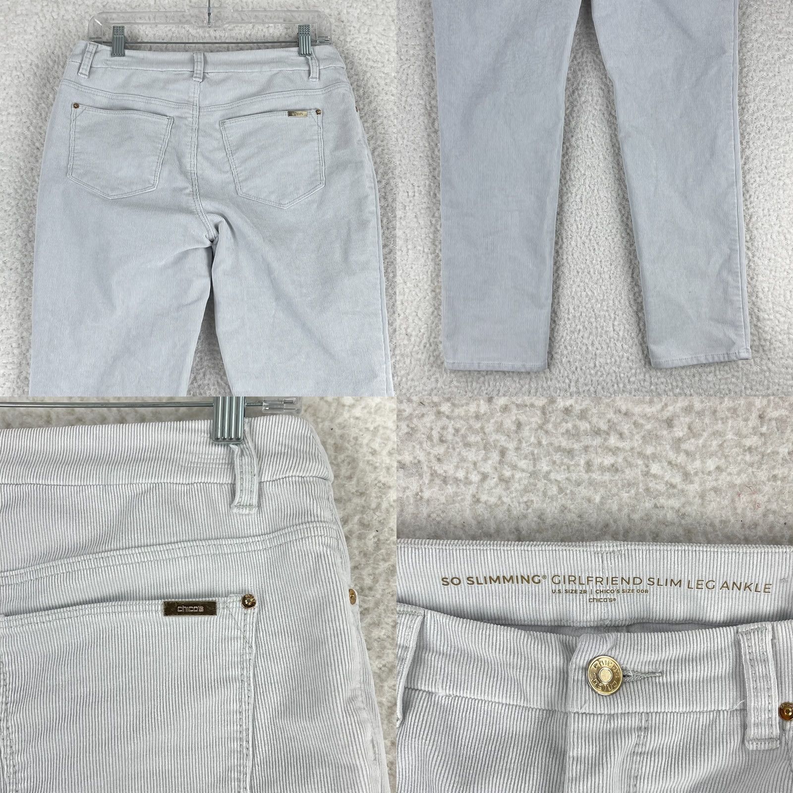 Vintage Chico's Gray Corduroy So Slimming Girlfriend Ankle Pants Womens XS Gray Corduroy Pants Slim Girlfriend Fit Ankle N/A Size 26" / US 2 / IT 38 - 9 Thumbnail
