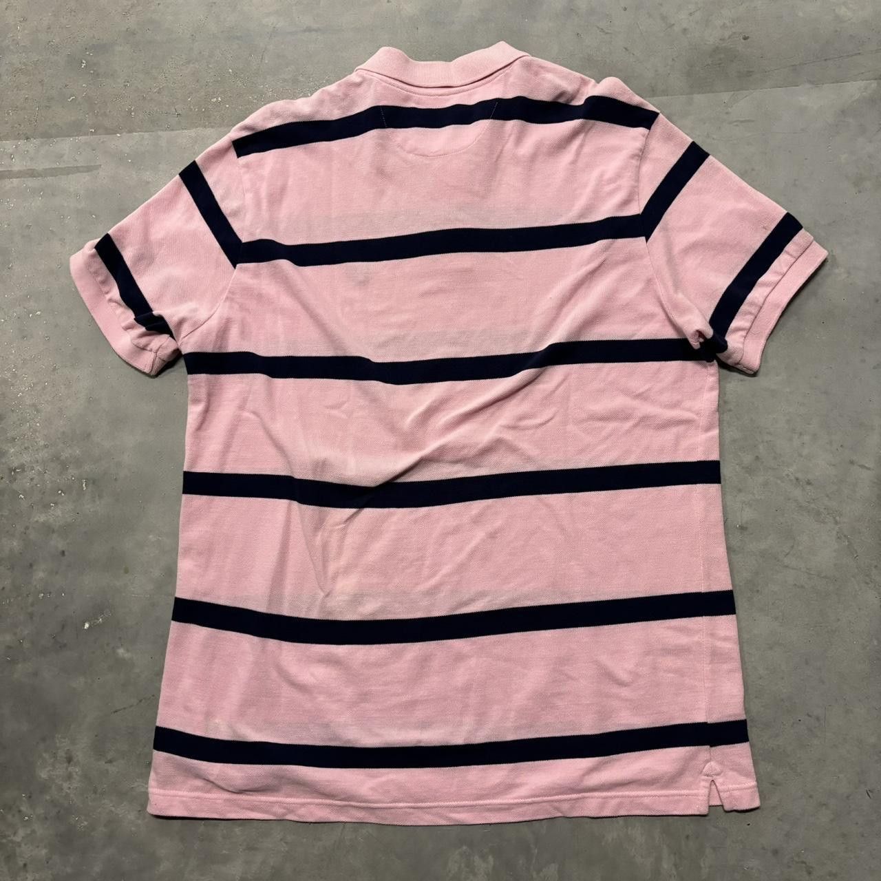 Japanese Brand × Vintage Crazy Vintage Y2K/2000s Pink Striped Skater Essential Polo Shirt! Size US XL / EU 56 / 4 - 5 Thumbnail
