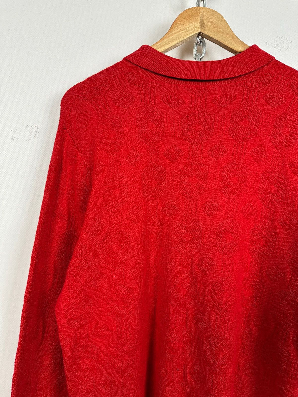 Fred Perry × Raf Simons RAF Simons X Fred Perry Red Silk Knit Sweater Size US XL / EU 56 / 4 - 11 Thumbnail