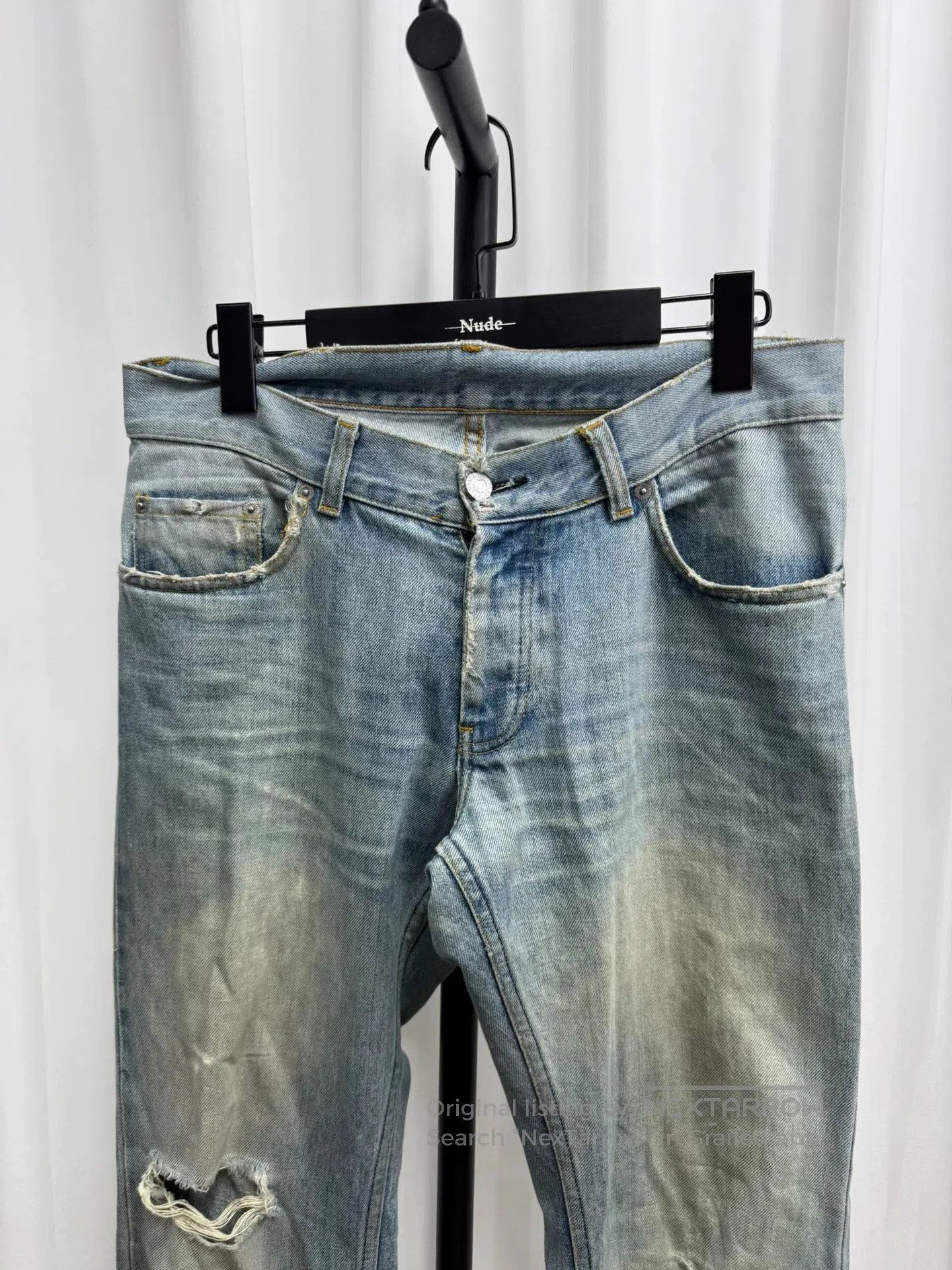 Helmut Lang classic washed denim pants with distressing. Size US 30 / EU 46 - 2 Thumbnail