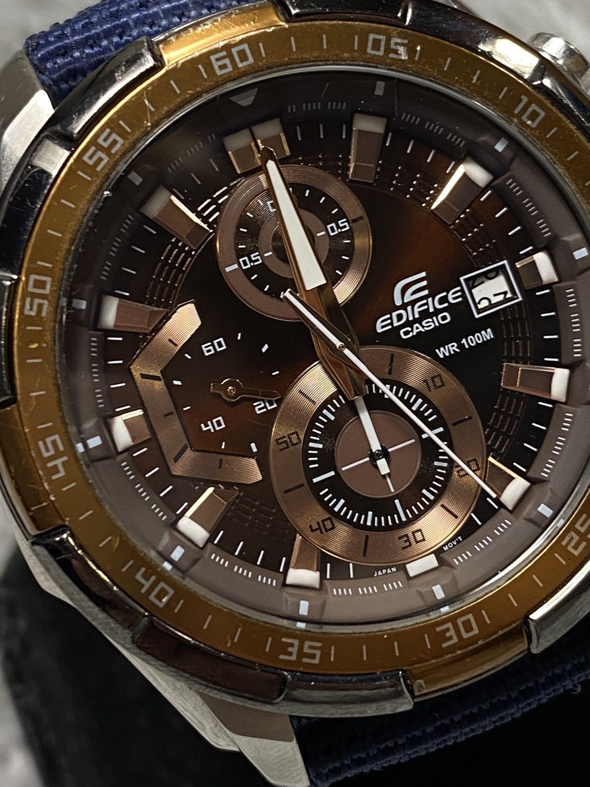 Casio × Edifice Japan × Japanese Brand Casio Edifice Copper Dial, Blue Strap – Japanese Brand Size ONE SIZE - 10 Thumbnail