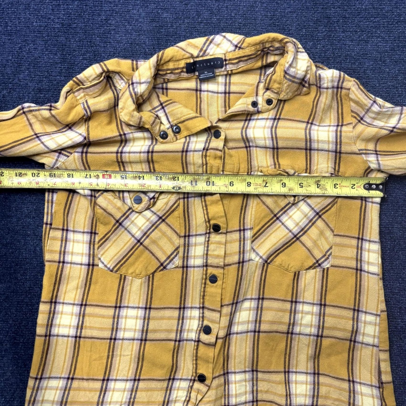 Sanctuary Sanctuary Flannel Shirt Womens XL Yellow Plaid Long Sleeve Button-Up Casual Top Shirt Size XL / US 12-14 / IT 48-50 - 4 Thumbnail