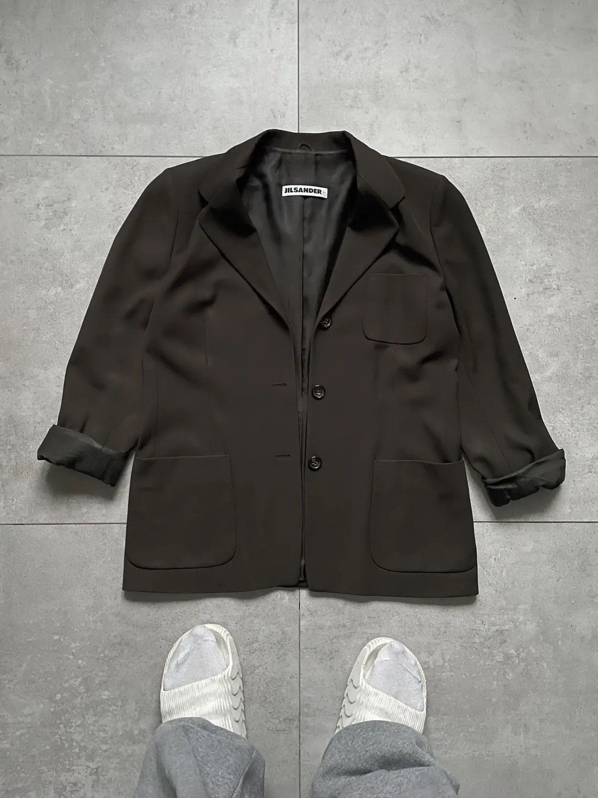 Jil Sander JIL SANDER+ PURE NEW WOOL OLIVE OVERSIZED BLAZER Size M / US 6-8 / IT 42-44 - 1 Thumbnail