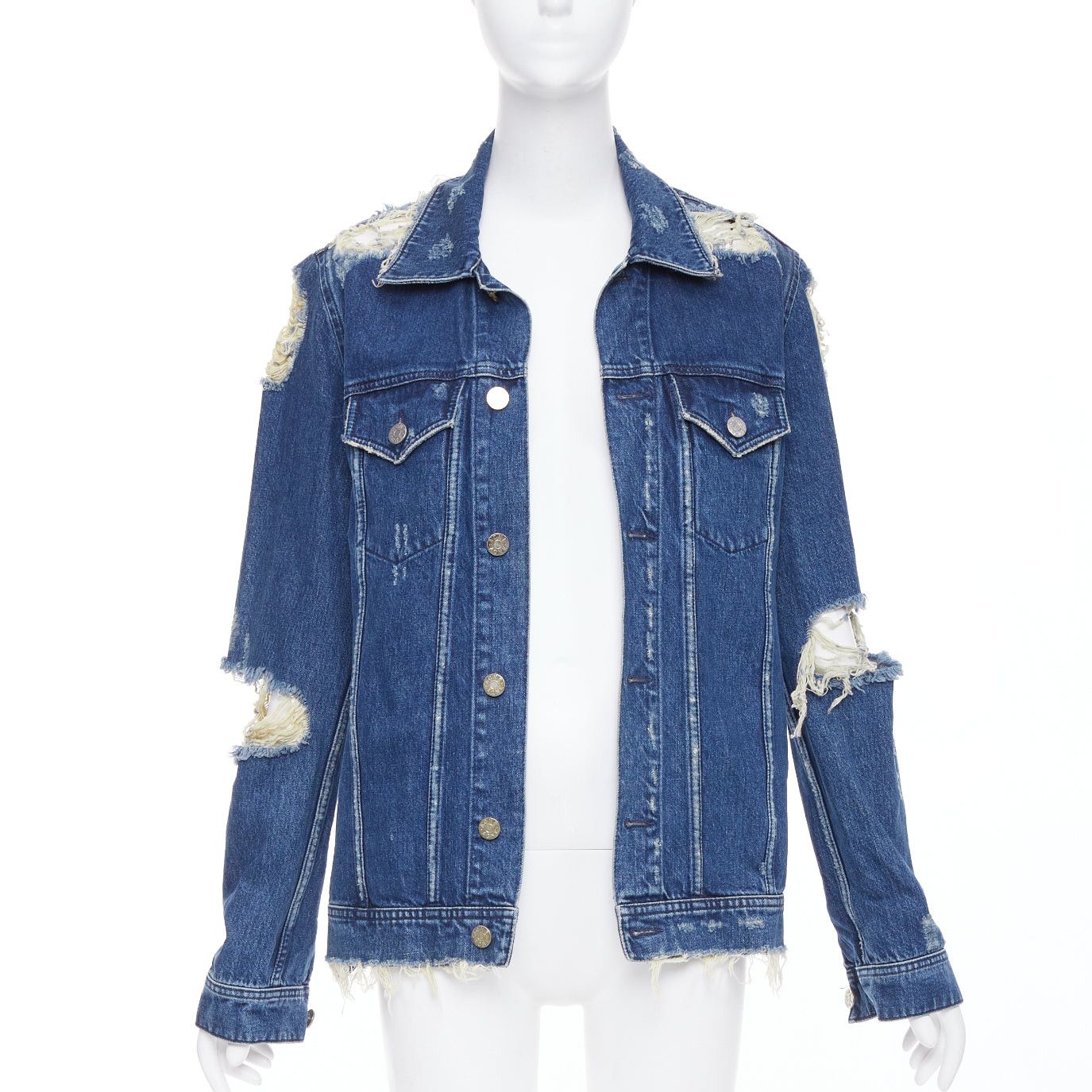 Acne Studios ACNE STUDIOS 2012 Fever Torn blue distressed denim cut out jacket FR34 XS Size XS / US 0-2 / IT 36-38 - 1 Thumbnail