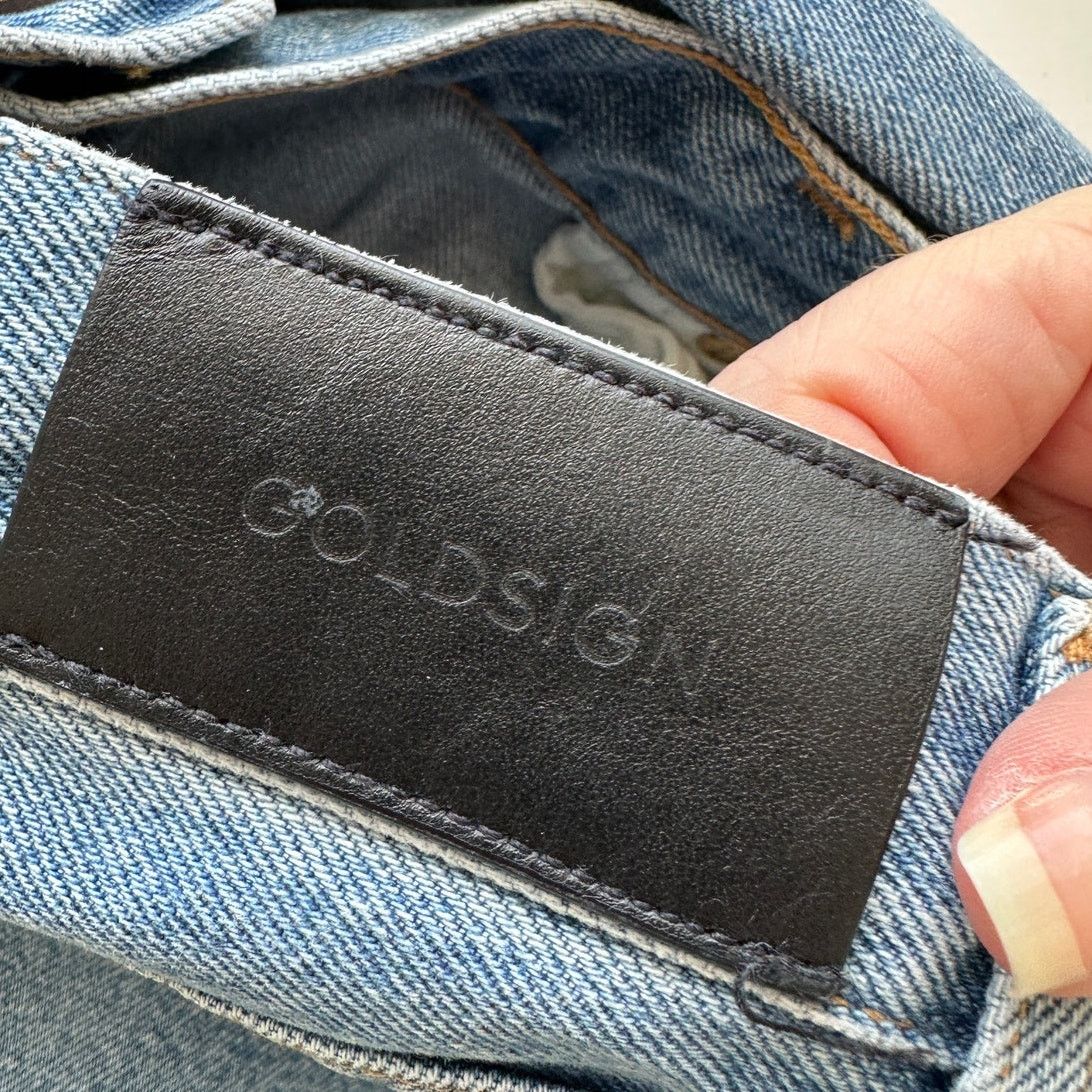 GOLDSIGN Goldsign Med Lt Wash Straight Leg Button Fly Denim Jeans 31 Size 31" - 12 Thumbnail