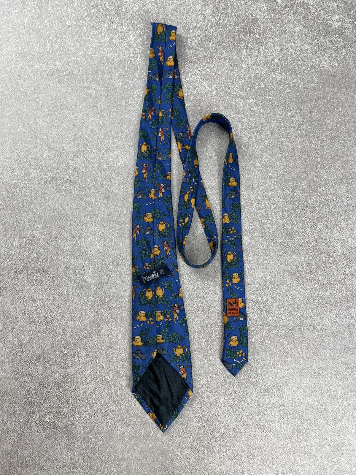 Hermes × Vintage Vintage Hermes Paris Silk Tie Blue Size ONE SIZE - 6 Thumbnail