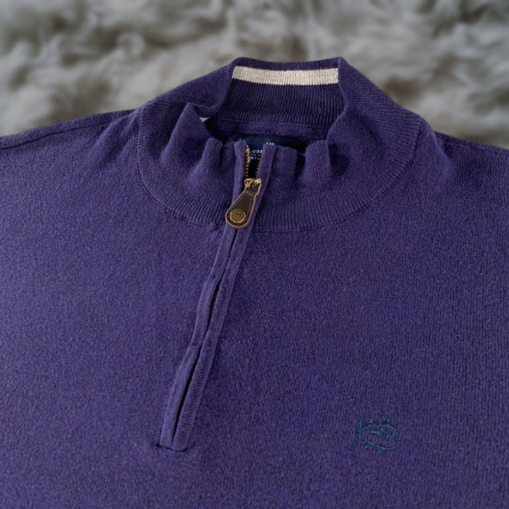 Southern Tide Southern Tide Men’s Pullover Sweater Navy Blue Large 1/4 Zip Cotton Polyester Size US L / EU 52-54 / 3 - 1 Thumbnail