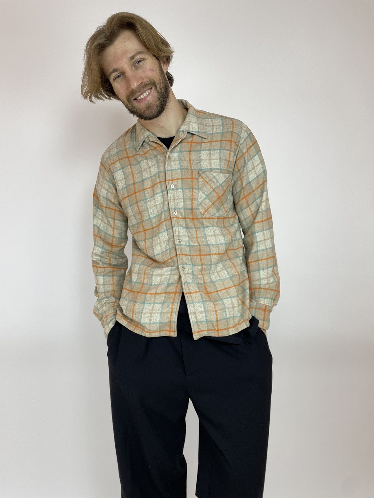 Vintage S. INZERILLO PALERMO Wool Vintage plaid shirt long sleeve Size US M / EU 48-50 / 2 - 4 Thumbnail