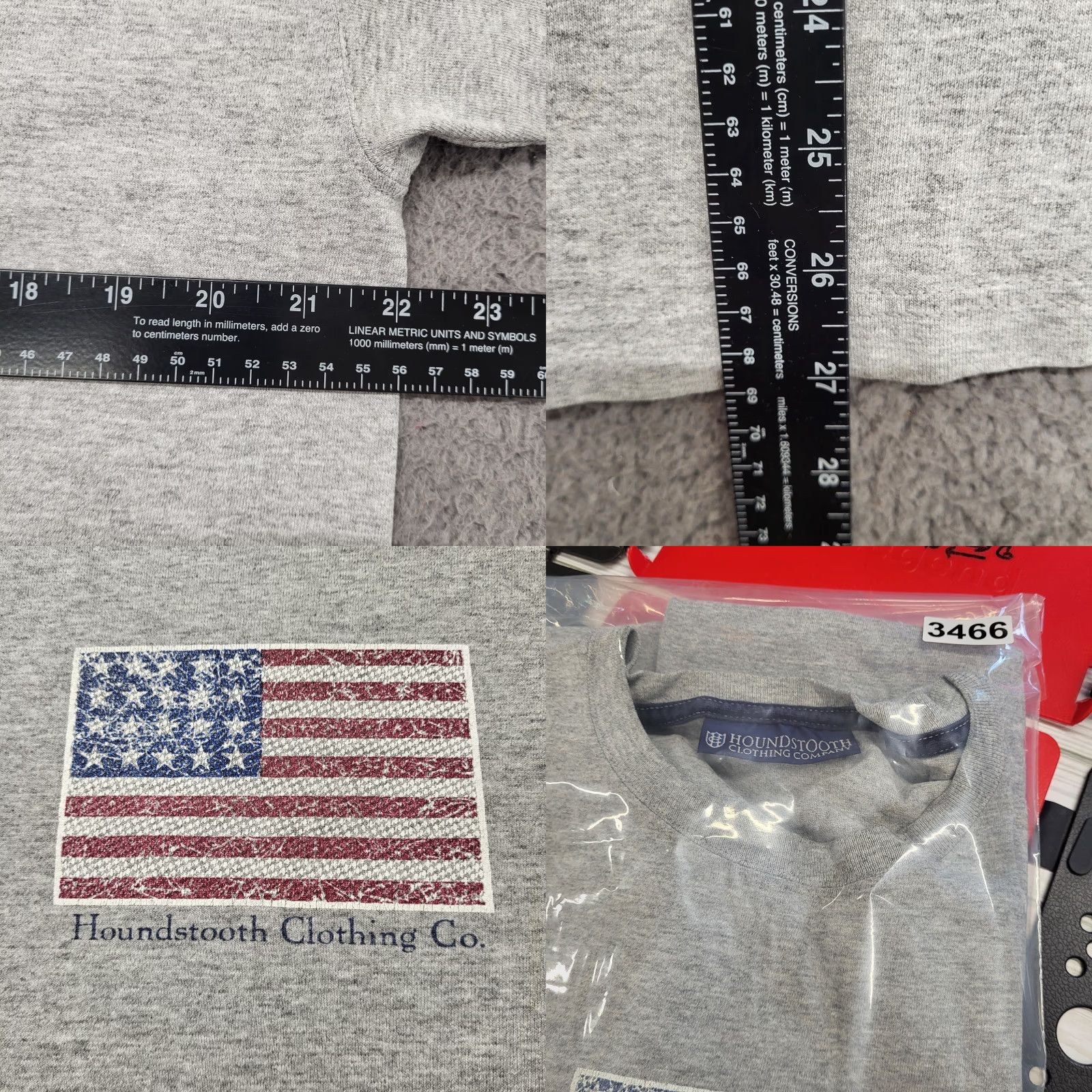 Vintage VINTAGE Houndstooth Clothing Co. Tshirt Men's Size Large American Flag Gray 4th July Shirt Mens Gray T-Shirt Size US L / EU 52-54 / 3 - 8 Thumbnail