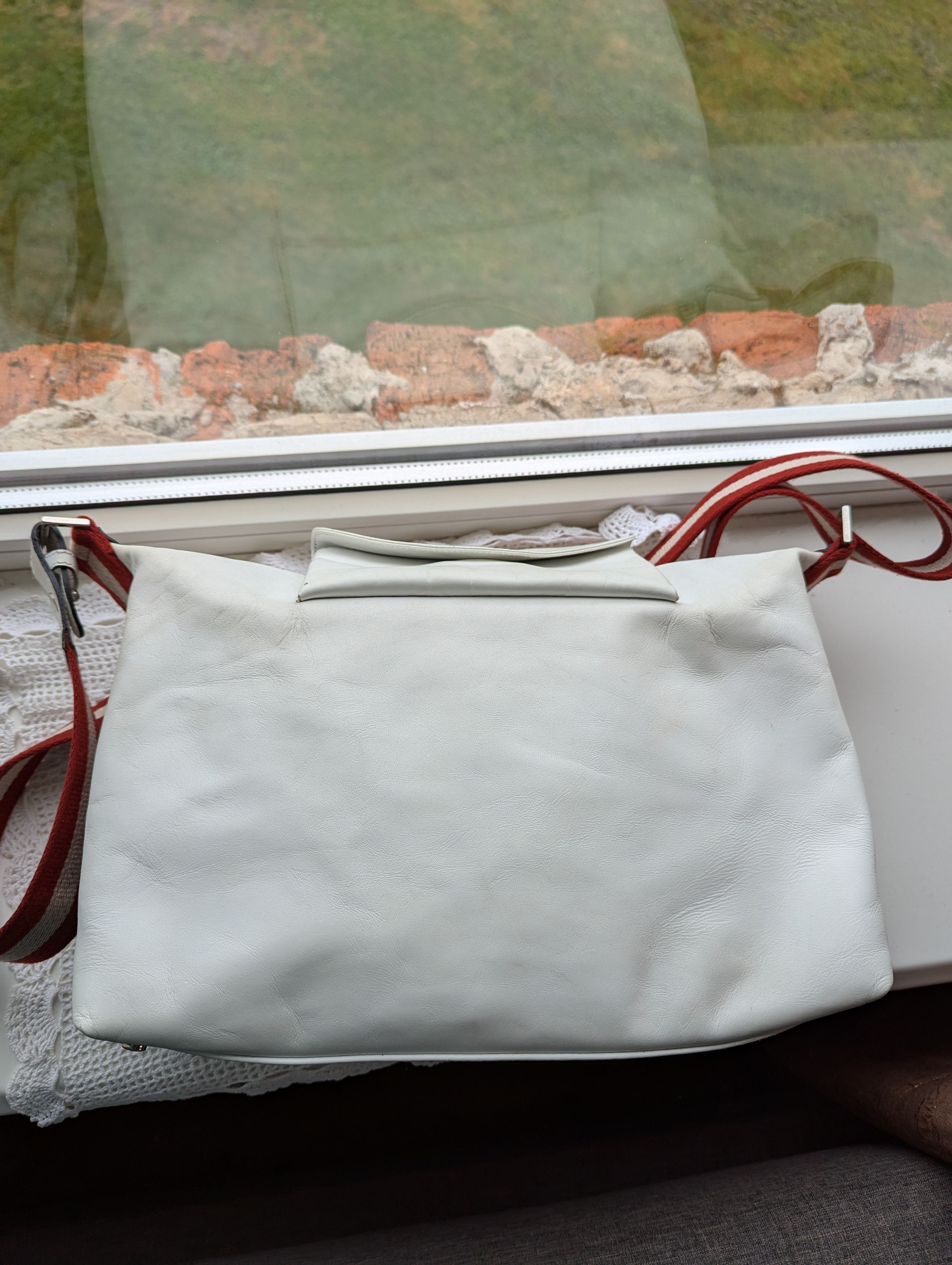 Bally × Vintage Bally White Leather Web Strap 2 Way Bag Shoulder Size ONE SIZE - 6 Thumbnail
