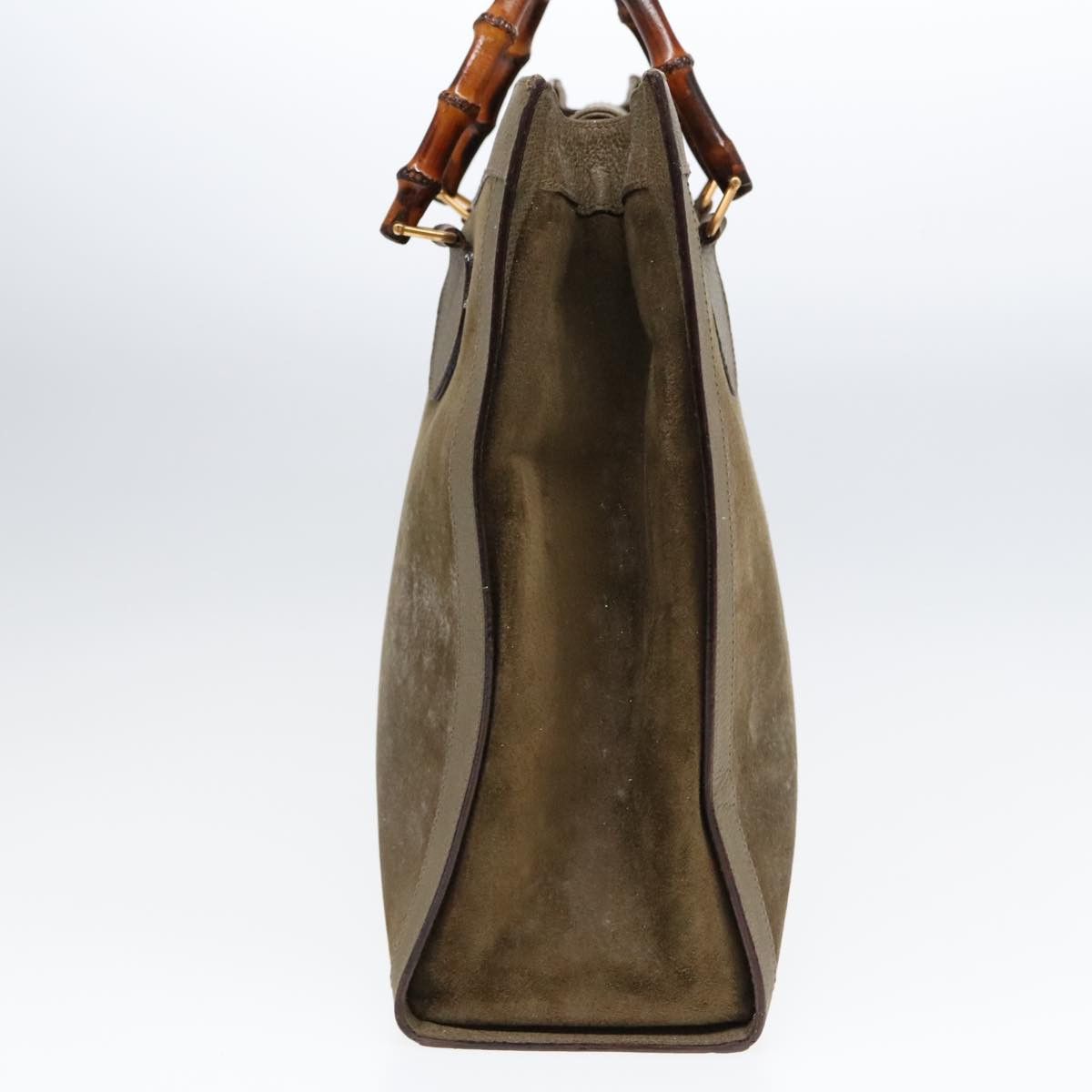 Gucci GUCCI Bamboo Hand Bag Suede Khaki Gold 002 1186 002 1186 Size ONE SIZE - 3 Thumbnail