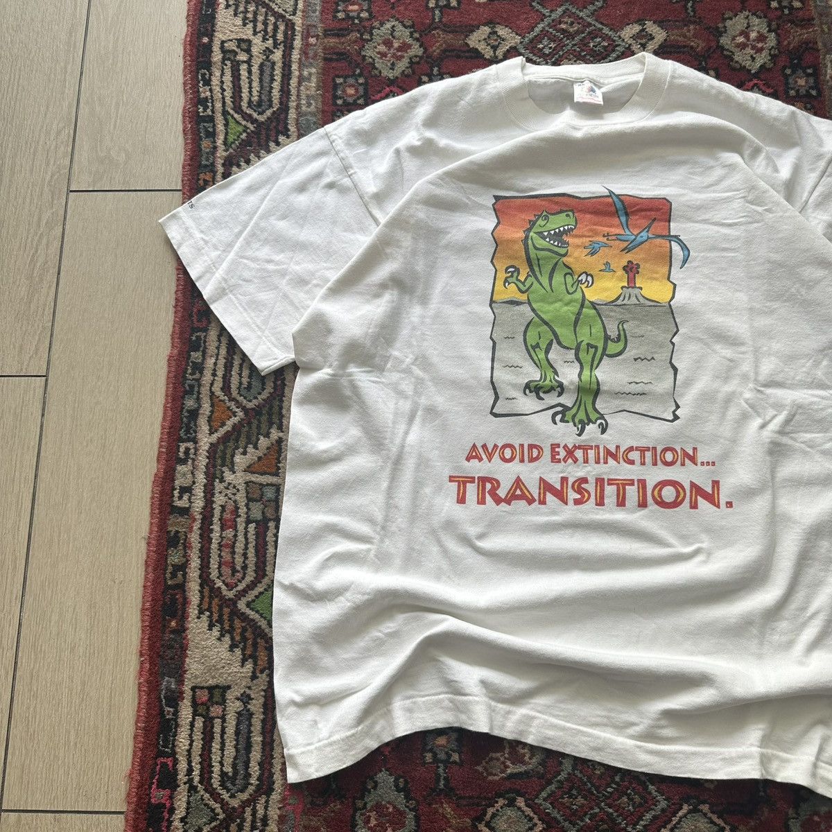 Vintage 90s “Avoid Extinction” Dinosaur Tee XL Vintage Made in USA Size US XL / EU 56 / 4 - 2 Thumbnail