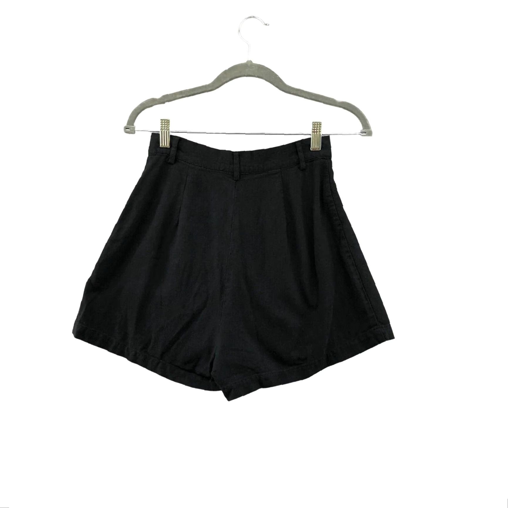 Cotton On VINTAGE Cotton On Womens Chino Shorts Size 4 Black Linen Blend High Waisted Pleated Front Casual Summer Size 27" / US 4 / IT 40 - 2 Thumbnail