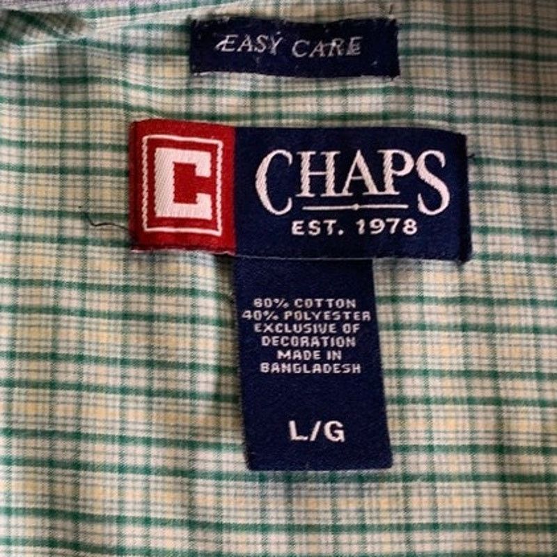 Chaps CHAPS Easy Care Men's Large Casual Shirt Green Plaid Button Size US L / EU 52-54 / 3 - 4 Thumbnail
