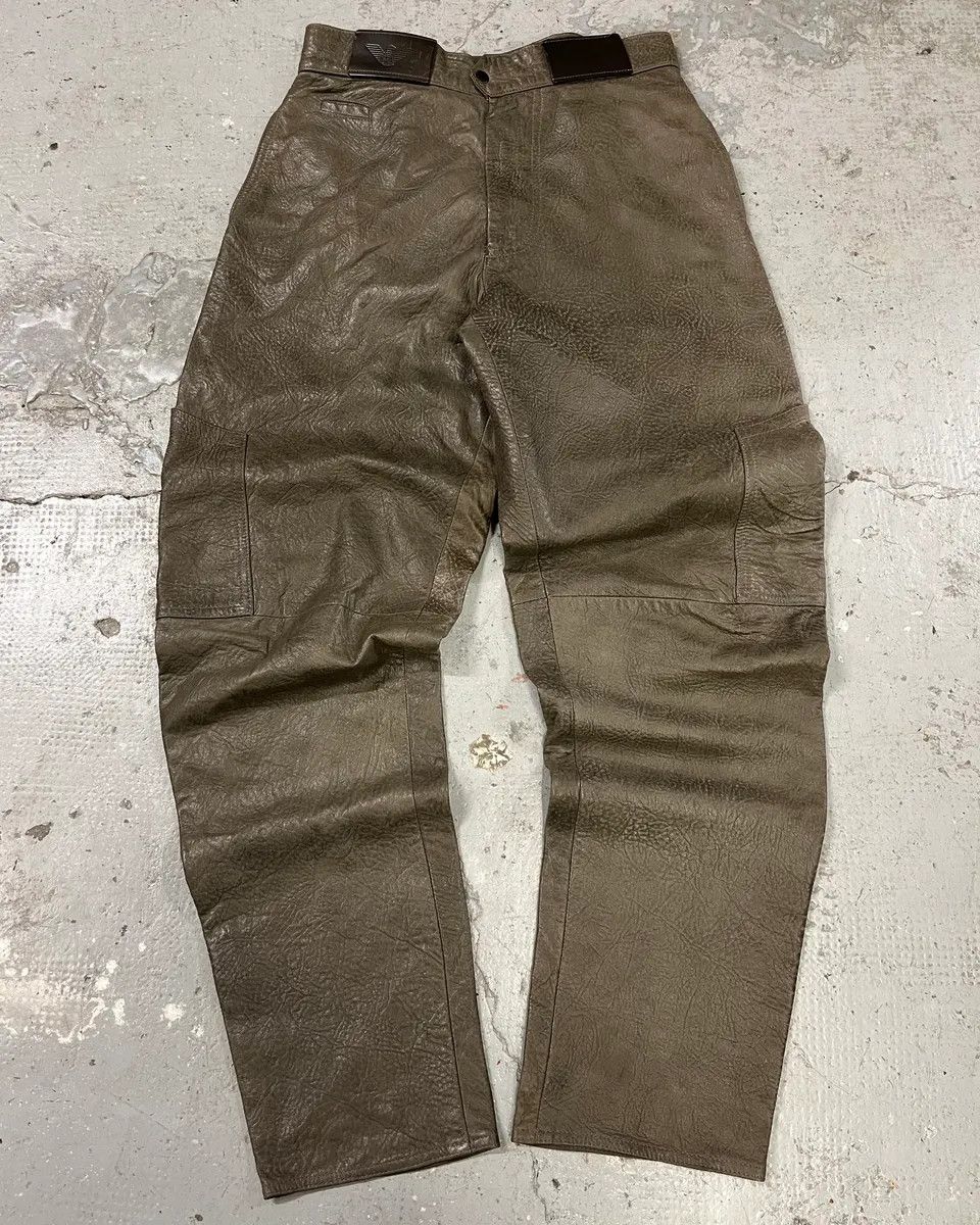 Armani × Vintage AW1986 Giorgio Armani Brown Relaxed Leather Italian Pants Size US 30 / EU 46 - 1 Thumbnail