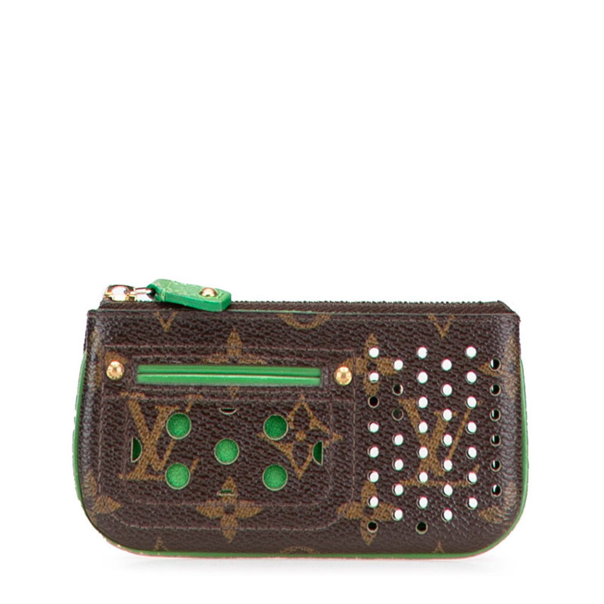 Louis Vuitton Louis Vuitton Monogram Perforated Pochette Clé Wallet/Coin Case M95186 Brown Vert Leather Women's LOUIS VUITTON Size ONE SIZE - 1 Thumbnail