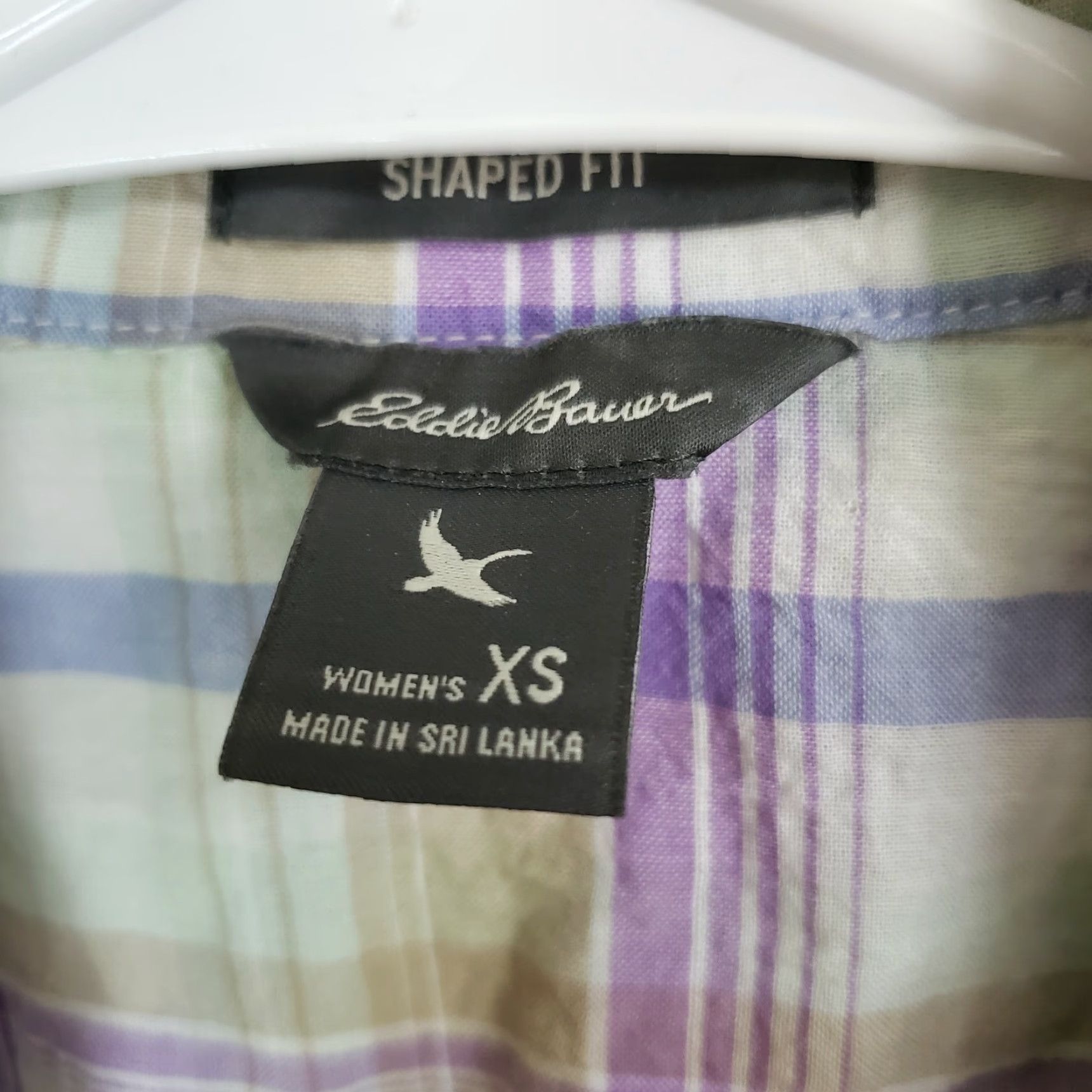 Eddie Bauer Eddie Bauer Button Front Shirt XS Womens Plaid Cotton Blend Green Purple Shaped Fit Short Sleeve Collared Button-Up Vintage No Size XS / US 0-2 / IT 36-38 - 5 Thumbnail