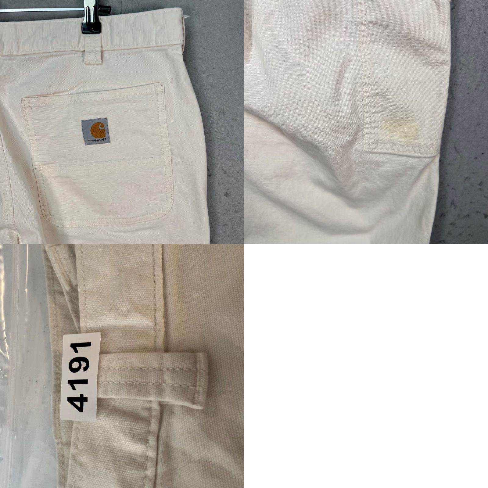 Carhartt VINTAGE Carhartt Relaxed Fit Pants Mens 36 x 25 Off-White Cotton Blend Frayed Hem Work Pants Size US 36 / EU 52 - 9 Thumbnail