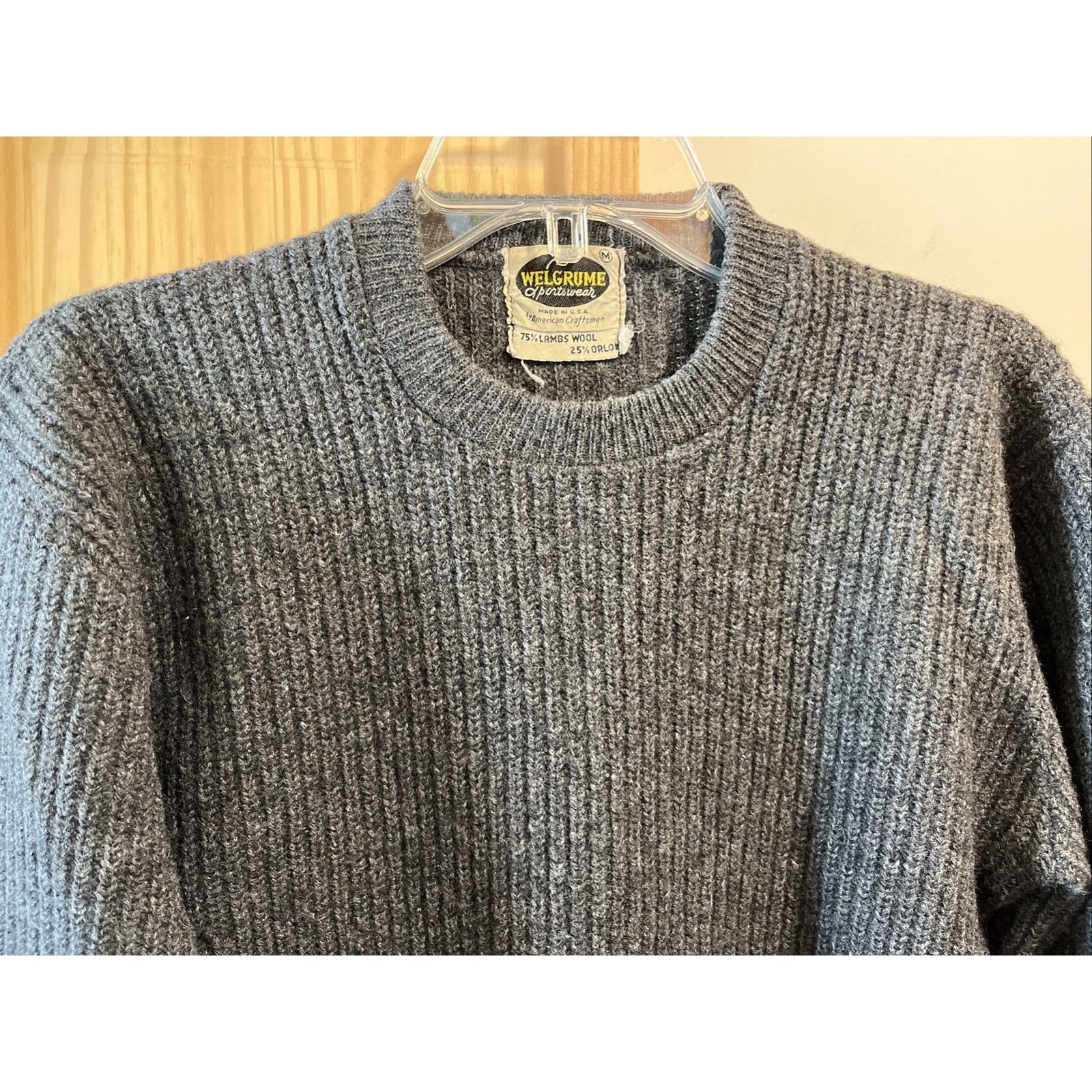 Other Welgrume Sportswear Women’s M Lambswool Orlon Sweater Gray Size M / US 6-8 / IT 42-44 - 4 Thumbnail