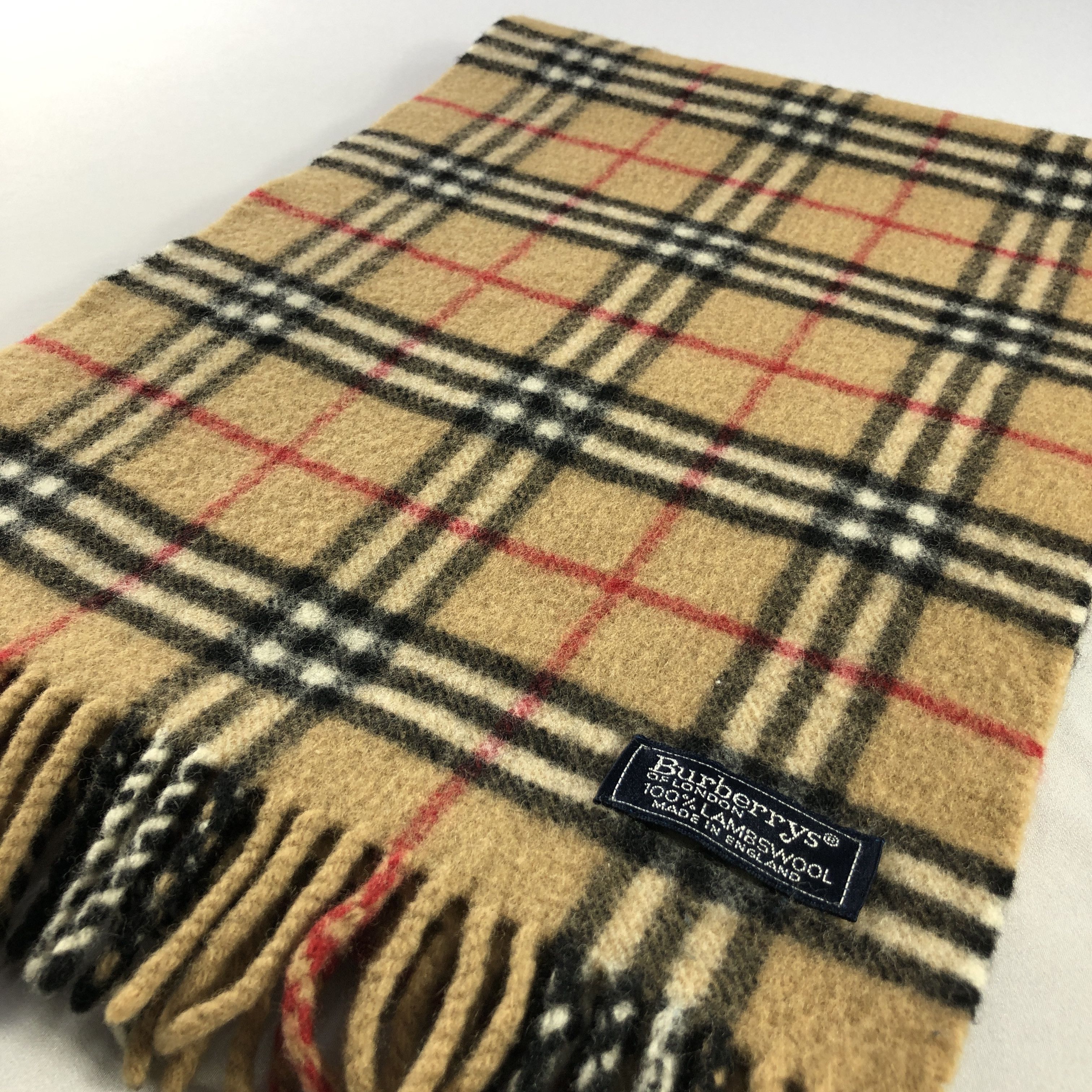 Burberry Burberrys Nova Check Tan Wool Scarf Muffler V2843 Size ONE SIZE - 4 Thumbnail