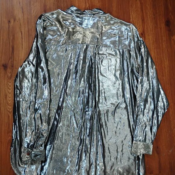 Other Vintage Year Of Silver Metallic Long Sleeve Button Shirt Size US L / EU 52-54 / 3 - 4 Thumbnail