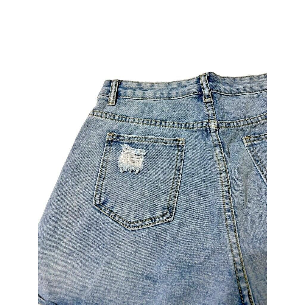 Shein Shein Blue Jean Short Women Large Frayed Distressed Cut Off Size 30" / US 8 / IT 44 - 6 Thumbnail
