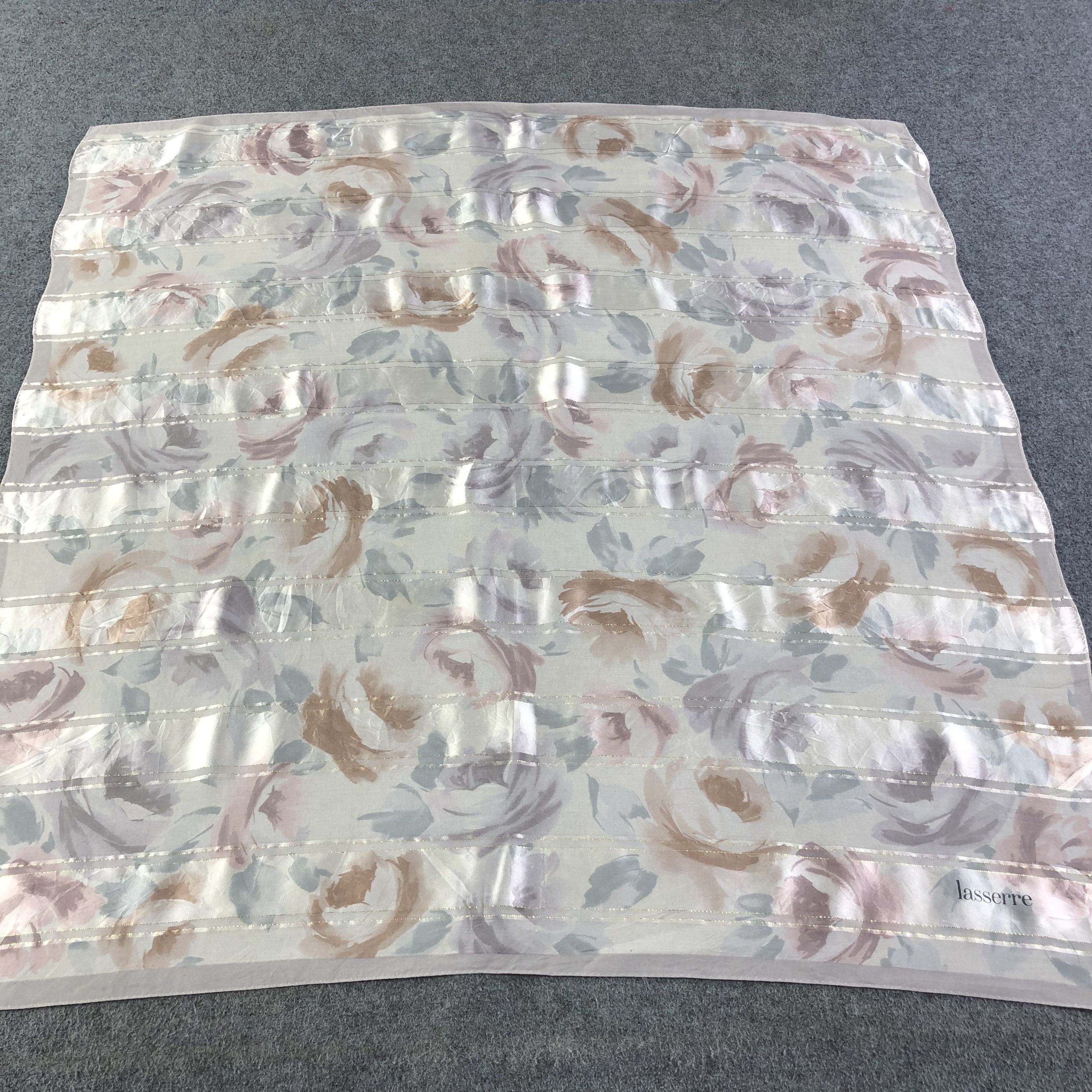 Vintage Lasserre Floral Silk Scarf M830 Size ONE SIZE - 1 Thumbnail