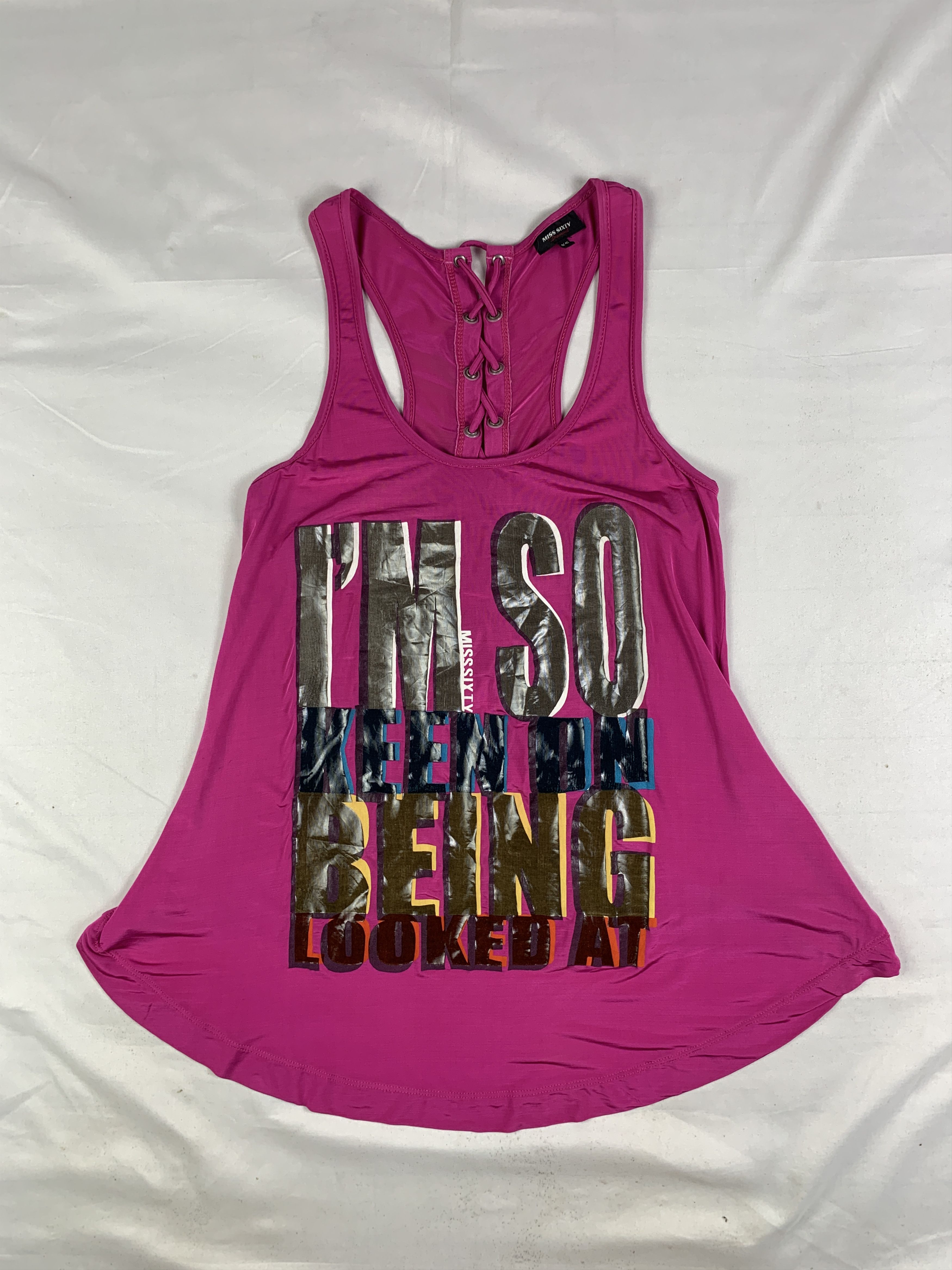 Miss Sixty Miss Sixty Pink Lace Printed Top (S) Size S / US 4 / IT 40 - 1 Thumbnail