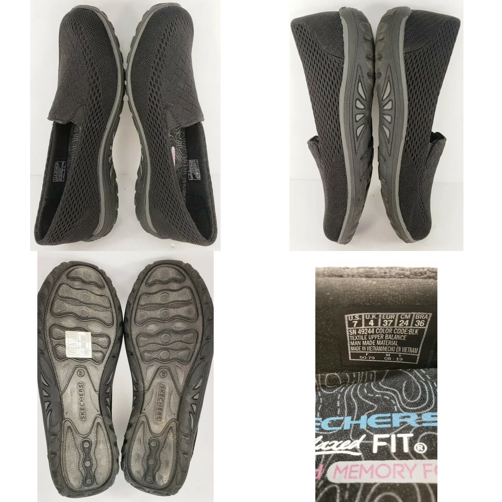 SKECHERS Skechers Women's Reggae Fest Willows Flat Size 7M Black Casual Comfort Stretch Size US 4 / IT 34 - 8 Thumbnail