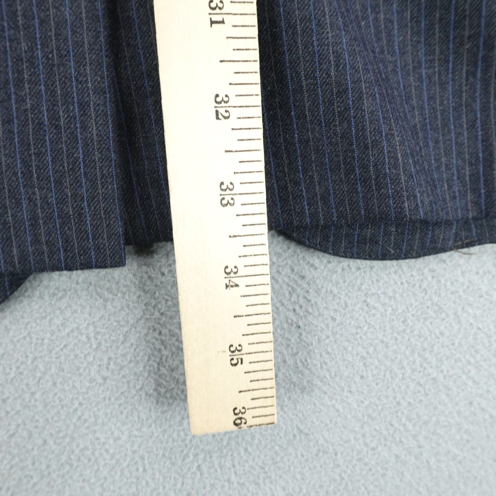 Hart Schaffner Marx VINTAGE Hart Schaffner Marx Blazer Mens 40L Blue Pinstripes Wool Long Jacket Coat Size 40R - 7 Thumbnail