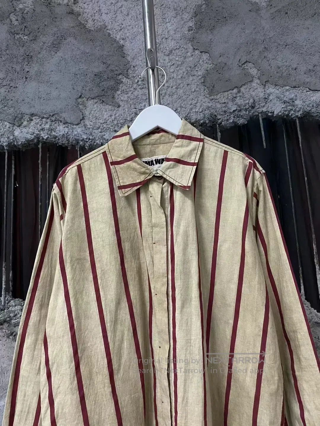 Uma Wang Uma Wang Brown Vertical Stripe Oversized Shirt. Size M / US 6-8 / IT 42-44 - 3 Thumbnail