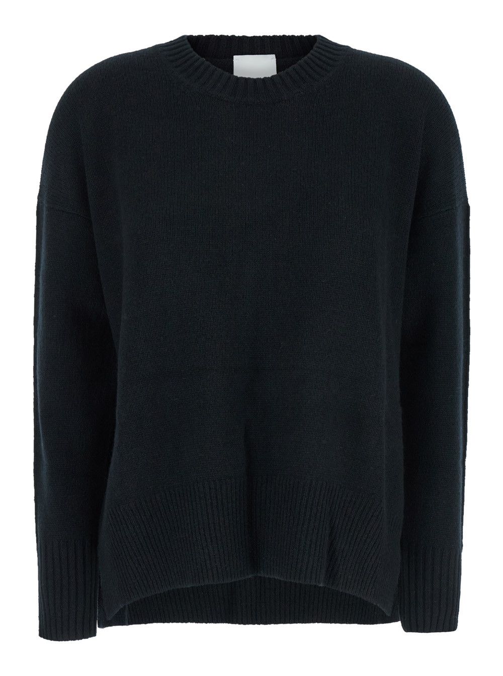 Allude Black Crewneck Sweater with Dropped Shoulders in Cashmere Woman Size XS / US 0-2 / IT 36-38 - 1 Thumbnail
