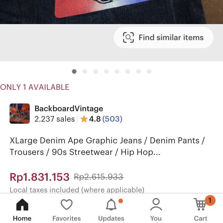 Hysteric Glamour × Xlarge Xlarge Oldschool 90s Japanese streetwear XLarge Denim Ape Size US L / EU 52-54 / 3 - 5 Thumbnail