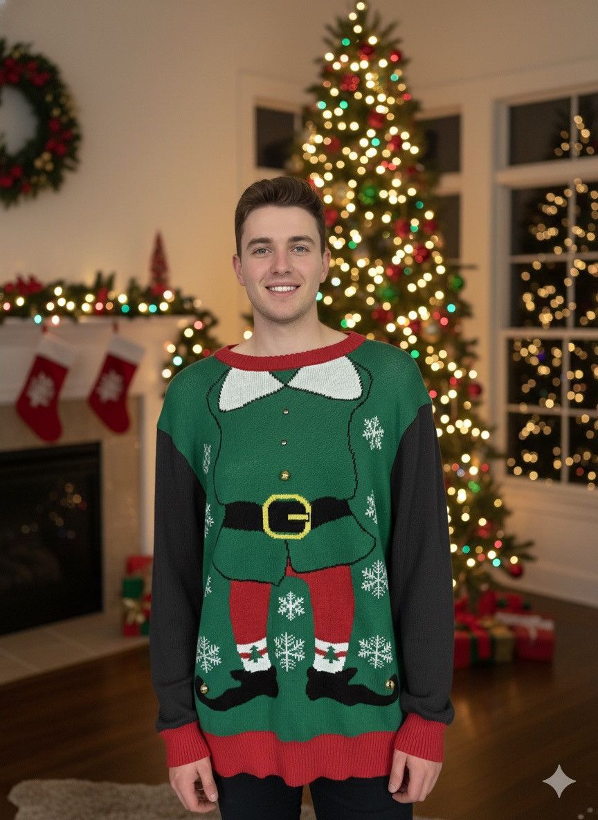 Other Hybrid Holiday Sweater Large Elf Ugly Christmas Sweater Size US L / EU 52-54 / 3 - 1 Thumbnail