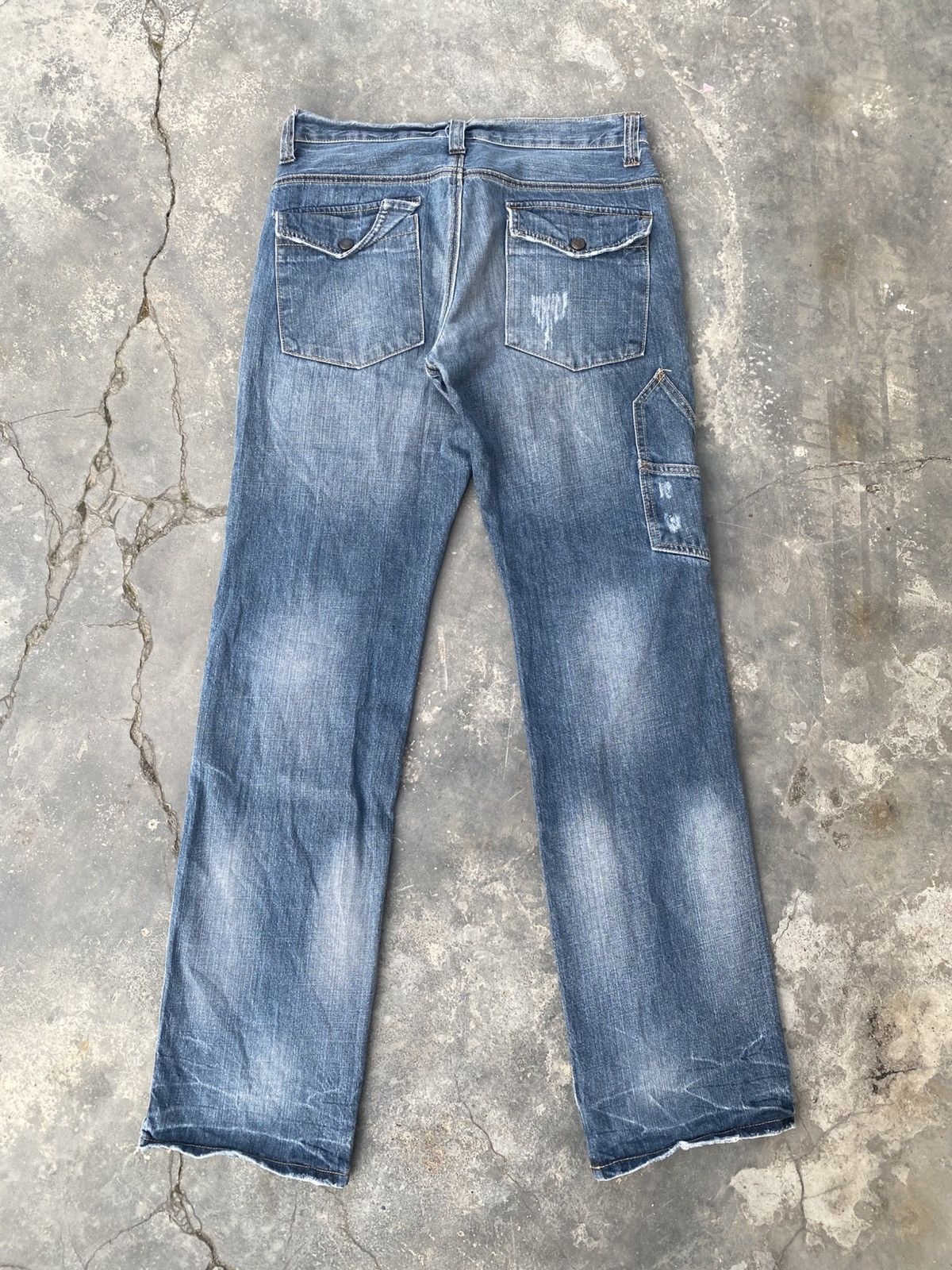 Japanese Brand FREE GATE Distressed Double Knee Jeans Size US 31 - 6 Thumbnail