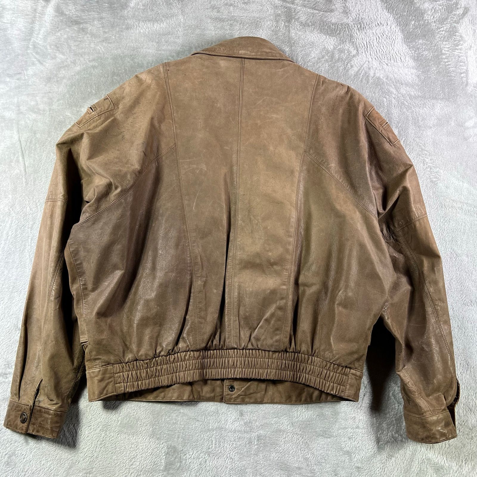 Adventure Bound Rugged Vintage XL Brown Leather Bomber Moto Aviation Jacket Size US XL / EU 56 / 4 - 3 Thumbnail