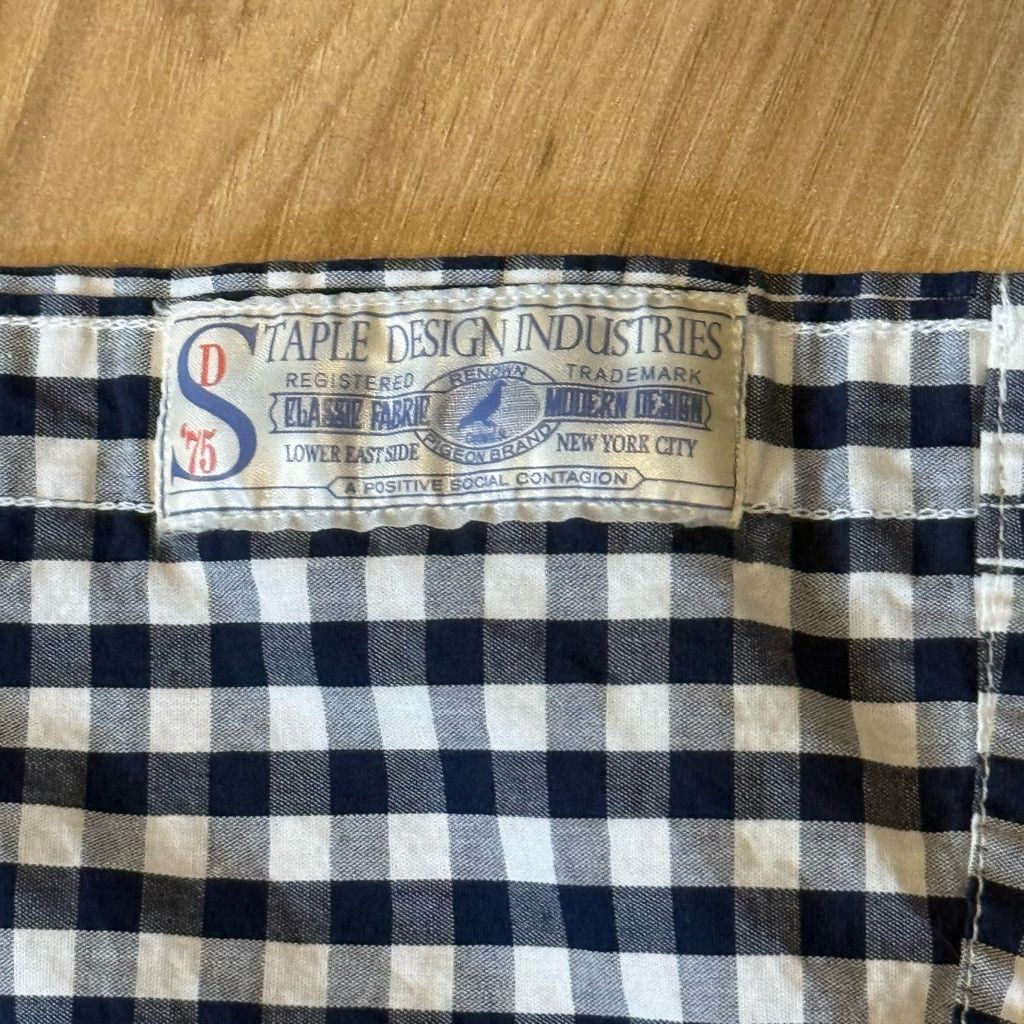 Japanese Brand Staple Men’s L Gingham Button Shirt Navy White Size US L / EU 52-54 / 3 - 10 Thumbnail